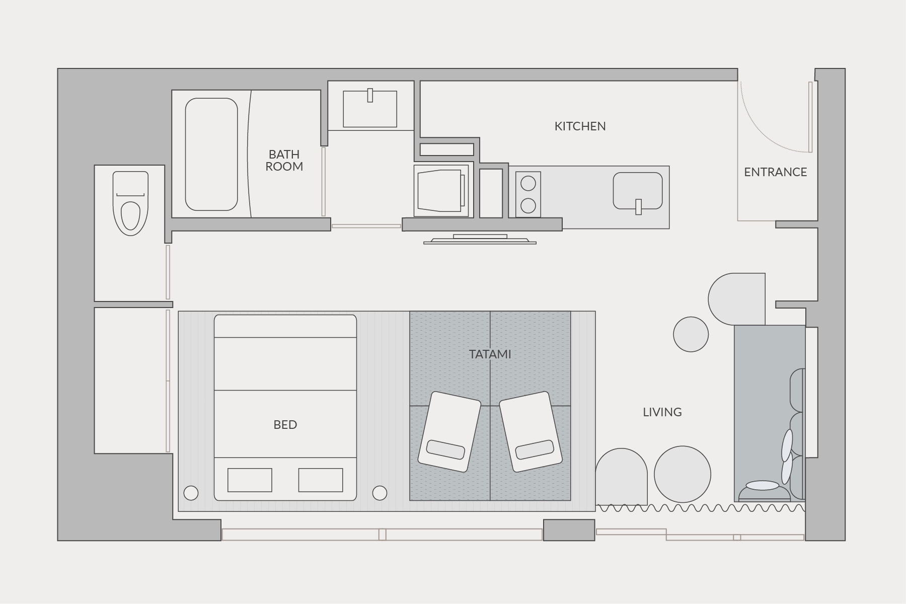 Japanese-Western Queen Room Layout Image