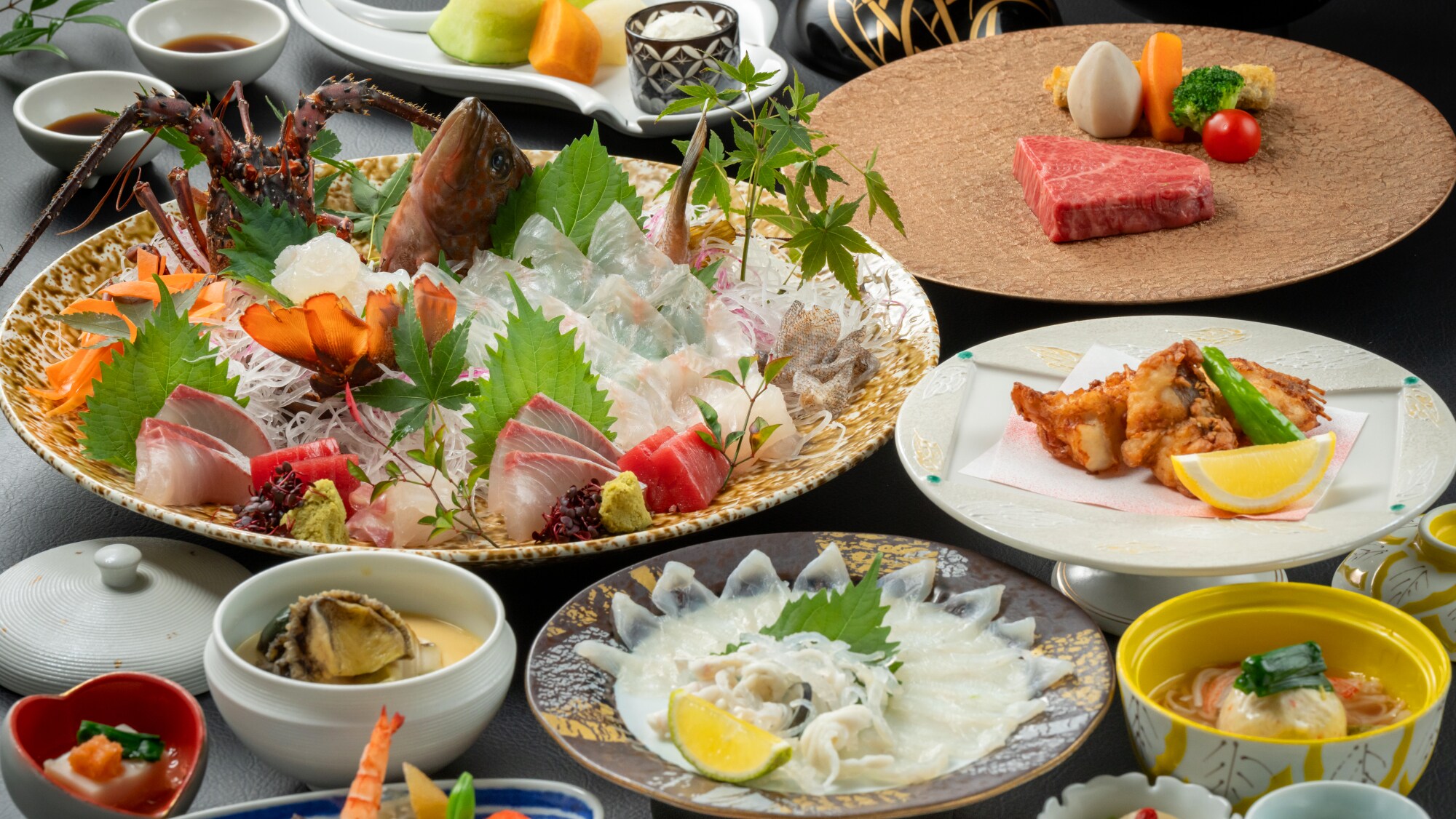 Aoi Kaiseki (Musim Dingin 2024) Kursus peringkat tertinggi! Ise lobster & Ako sashimi&kali;Fugu&kali;Chateaubriand