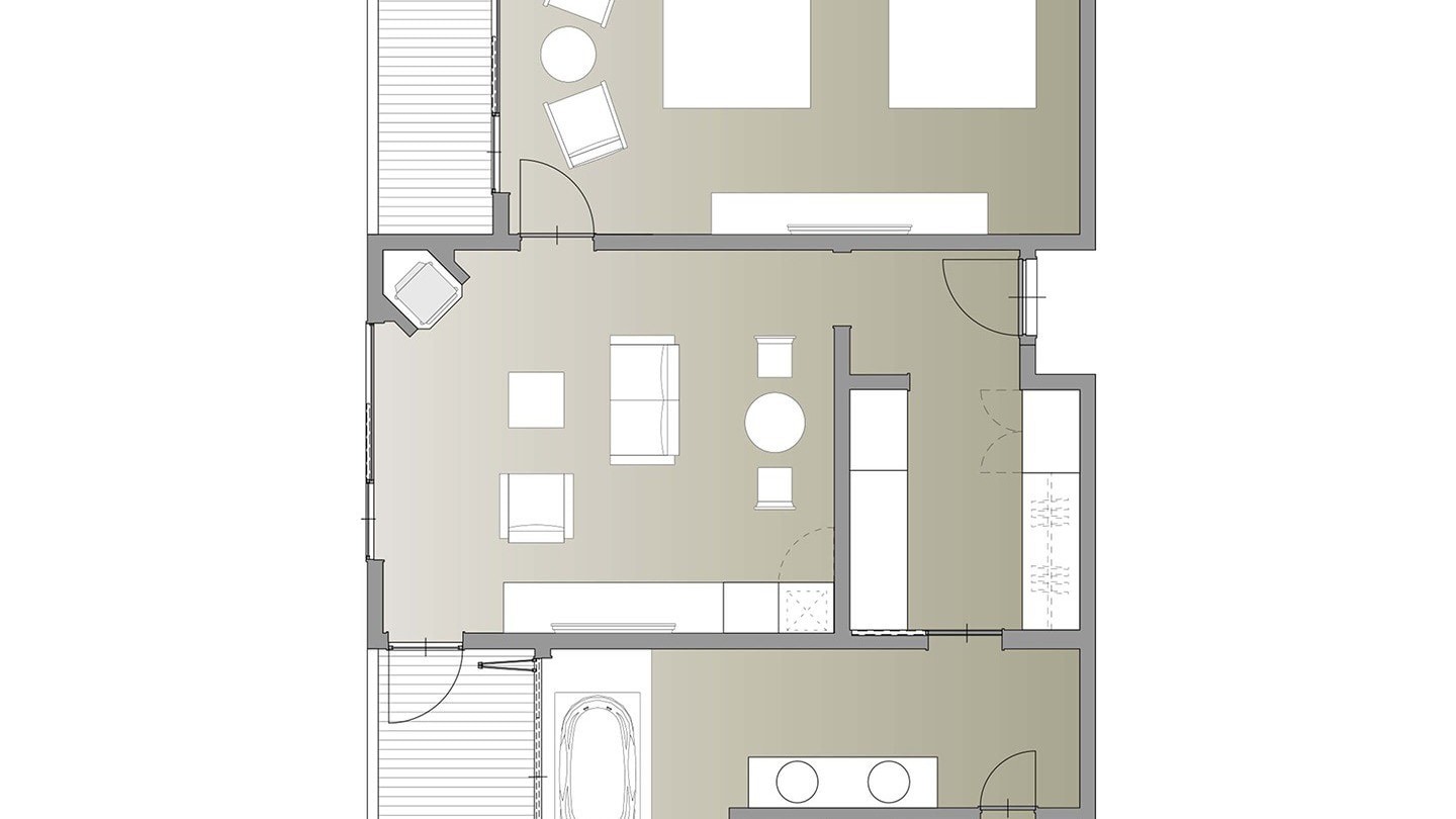 Mountaintop Suite (Twin) / 69.8㎡ / A luxurious room where you can relax in a classical setting