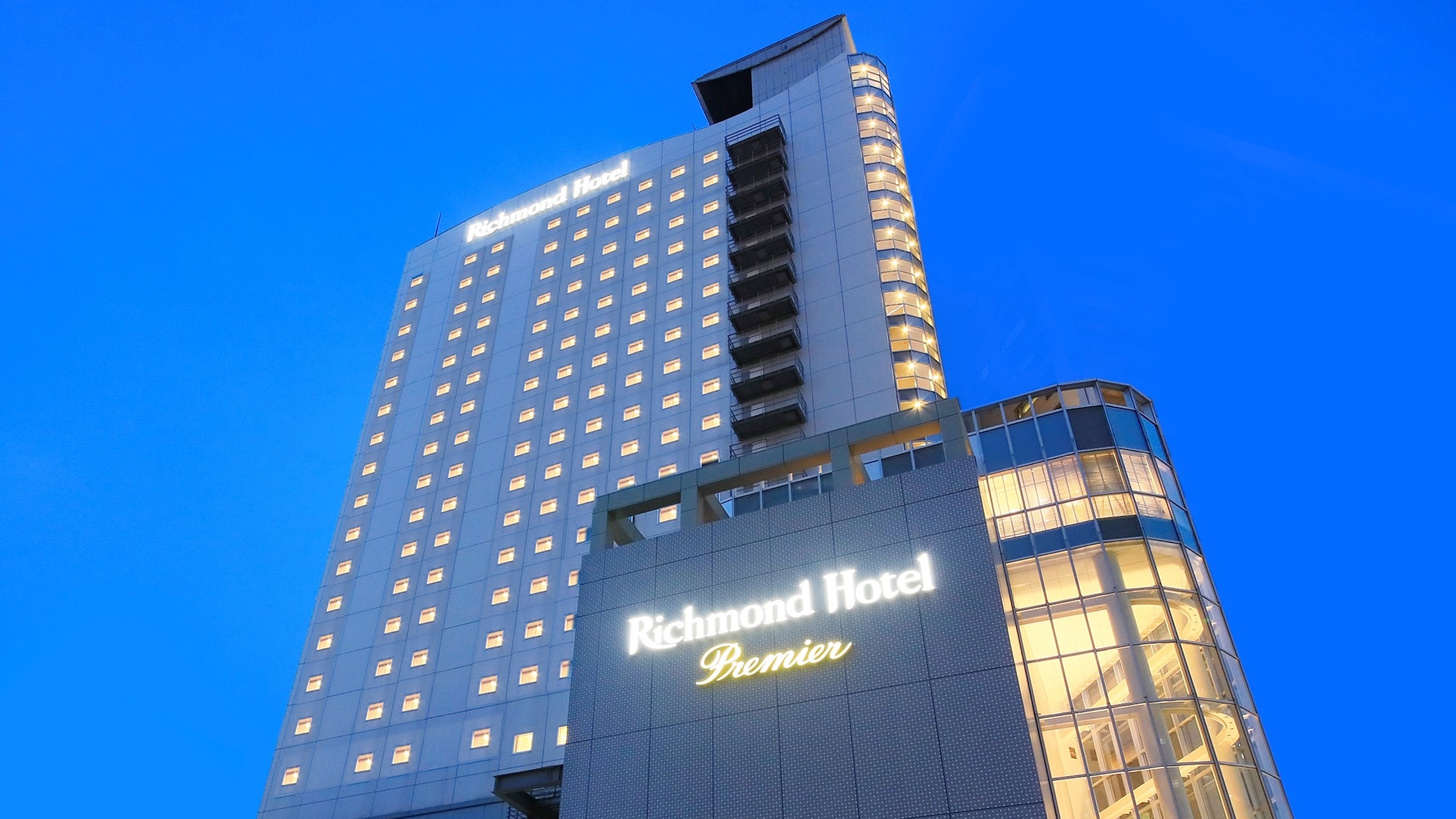 Hotel exterior at night
