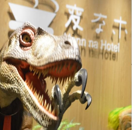Dinosaur (robot) check-in is non-face-to-face and safe ♪