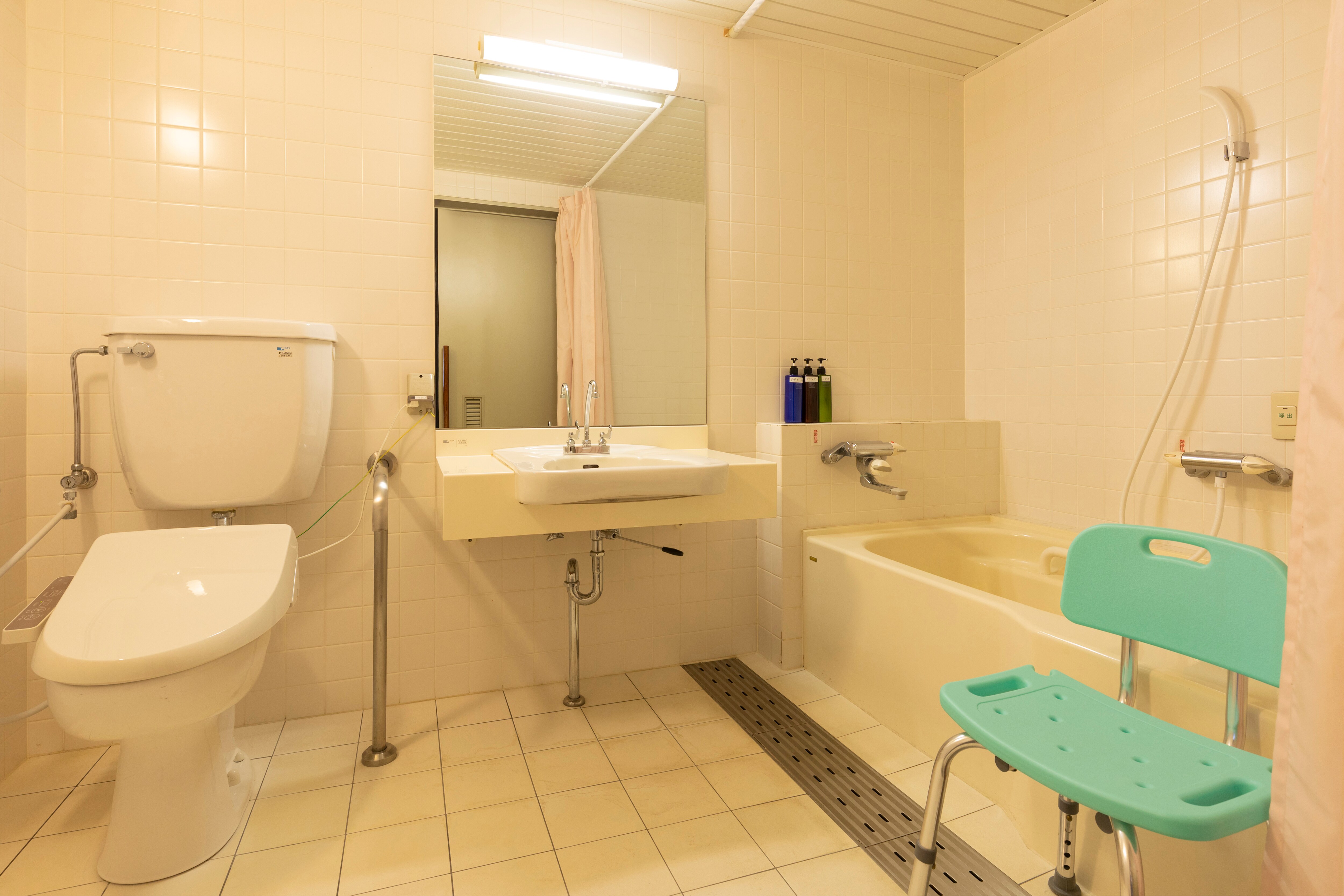 Universal design guest room bathroom and toilet