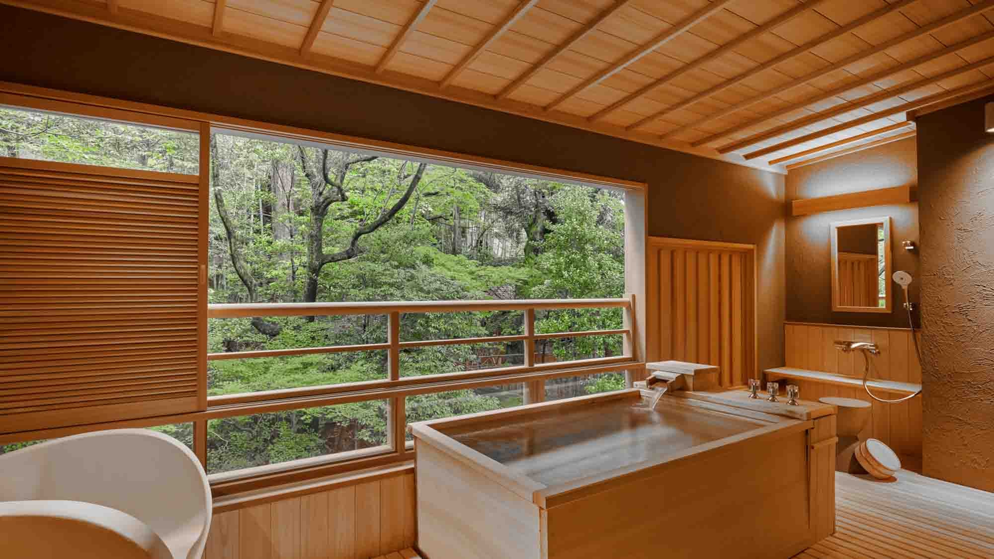 Twin room with open-air bath