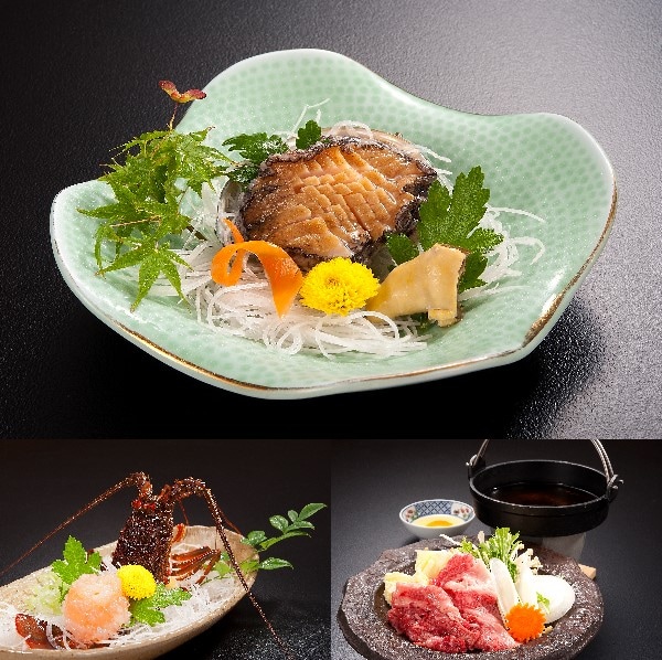 Lobster, abalon, dan daging sapi wagyu pilihan khusus.
