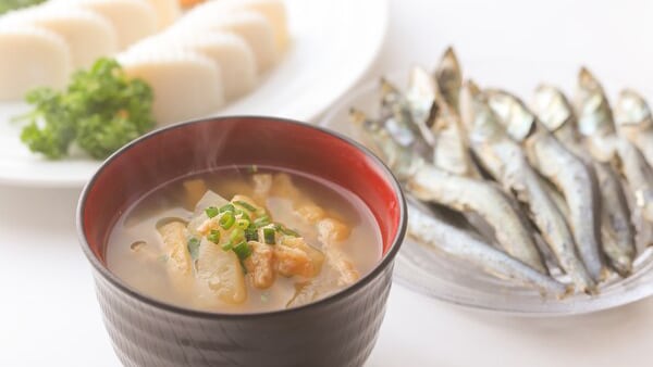 Miso soup is carefully handmade from sardine soup stock ♪