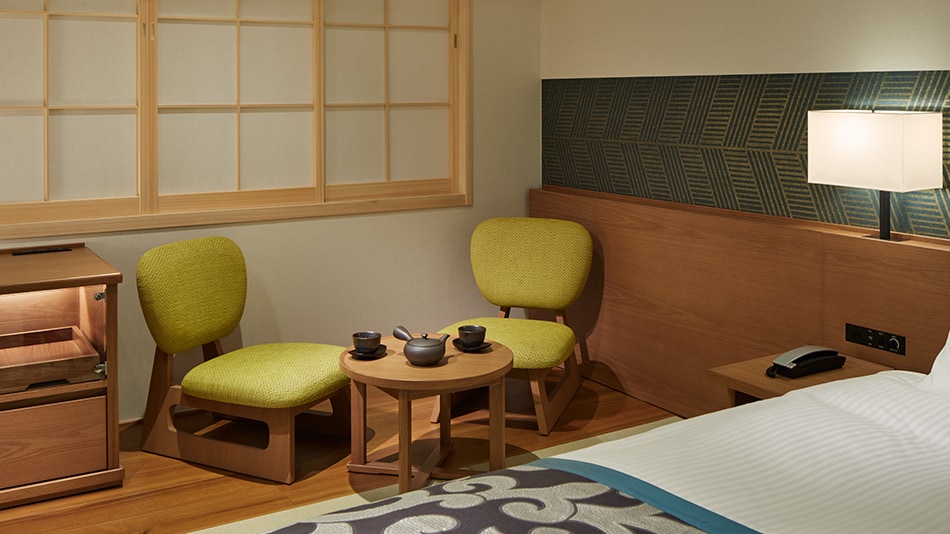 T Building-Japanese Modern (Biru) Ruang santai