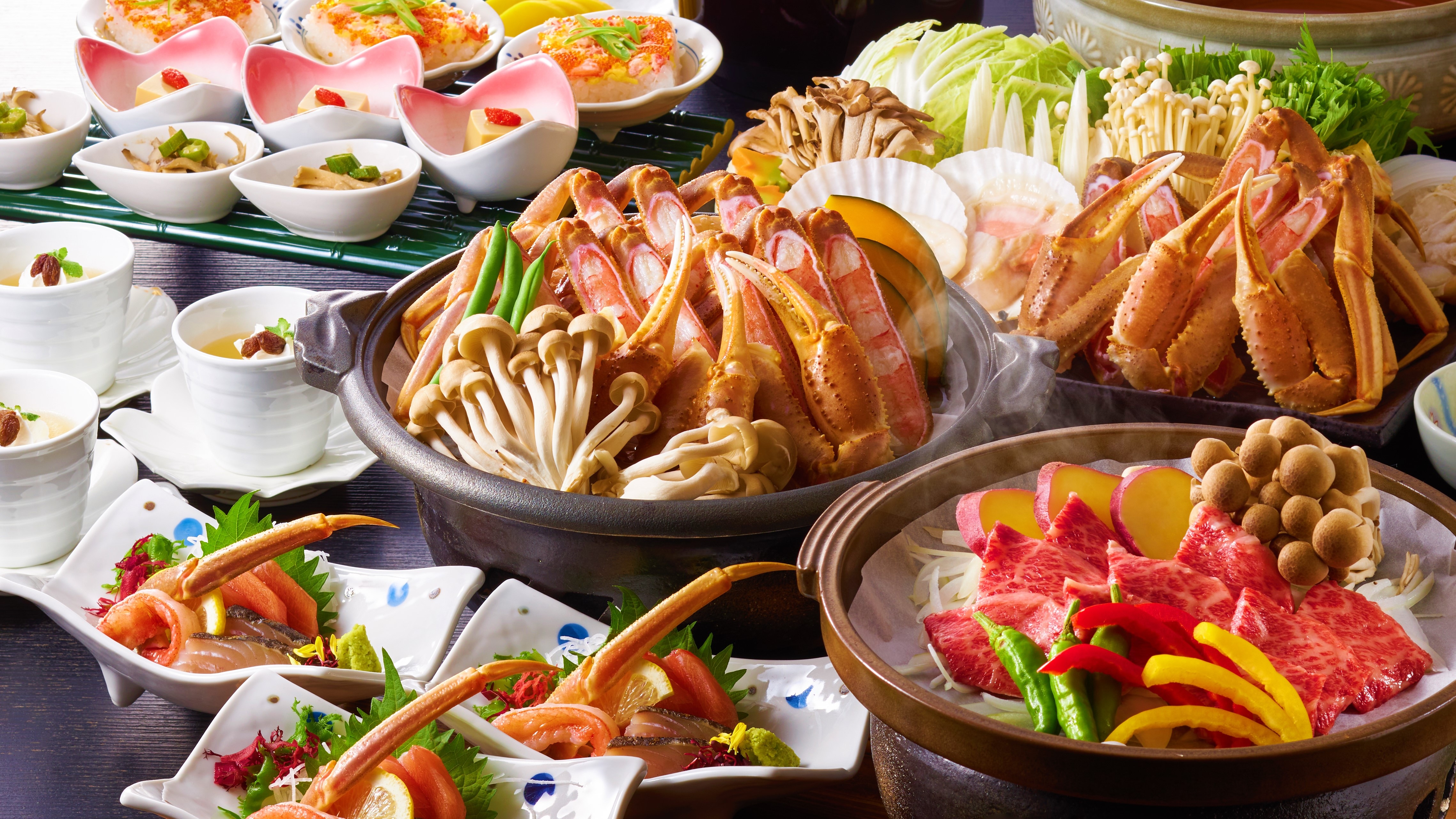 肉和蟹我都想吃！我们将使您的愿望成真。 *照片为三人份。不包括螃蟹寿司。