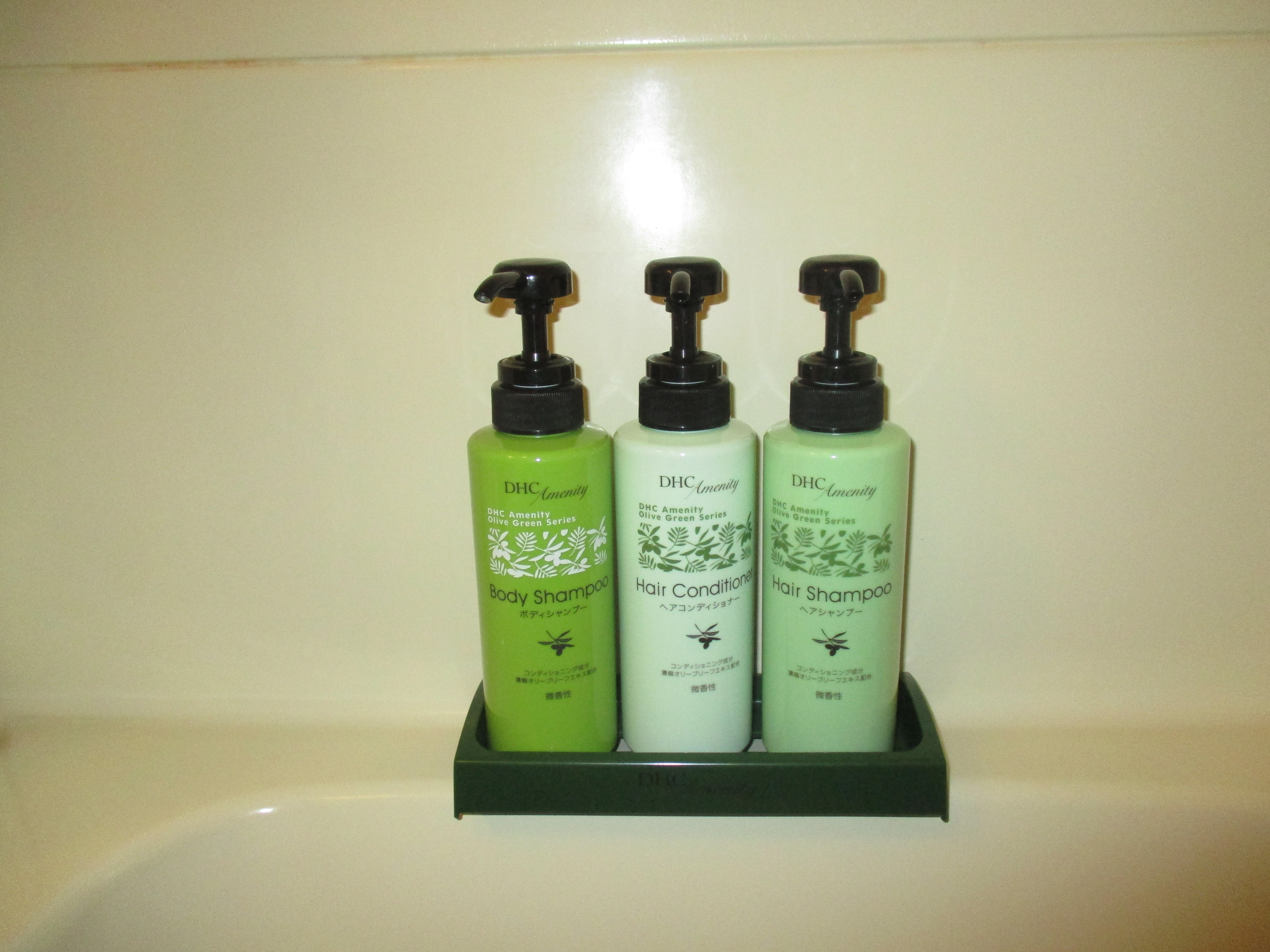 DHC shampoo, conditioner and body soap