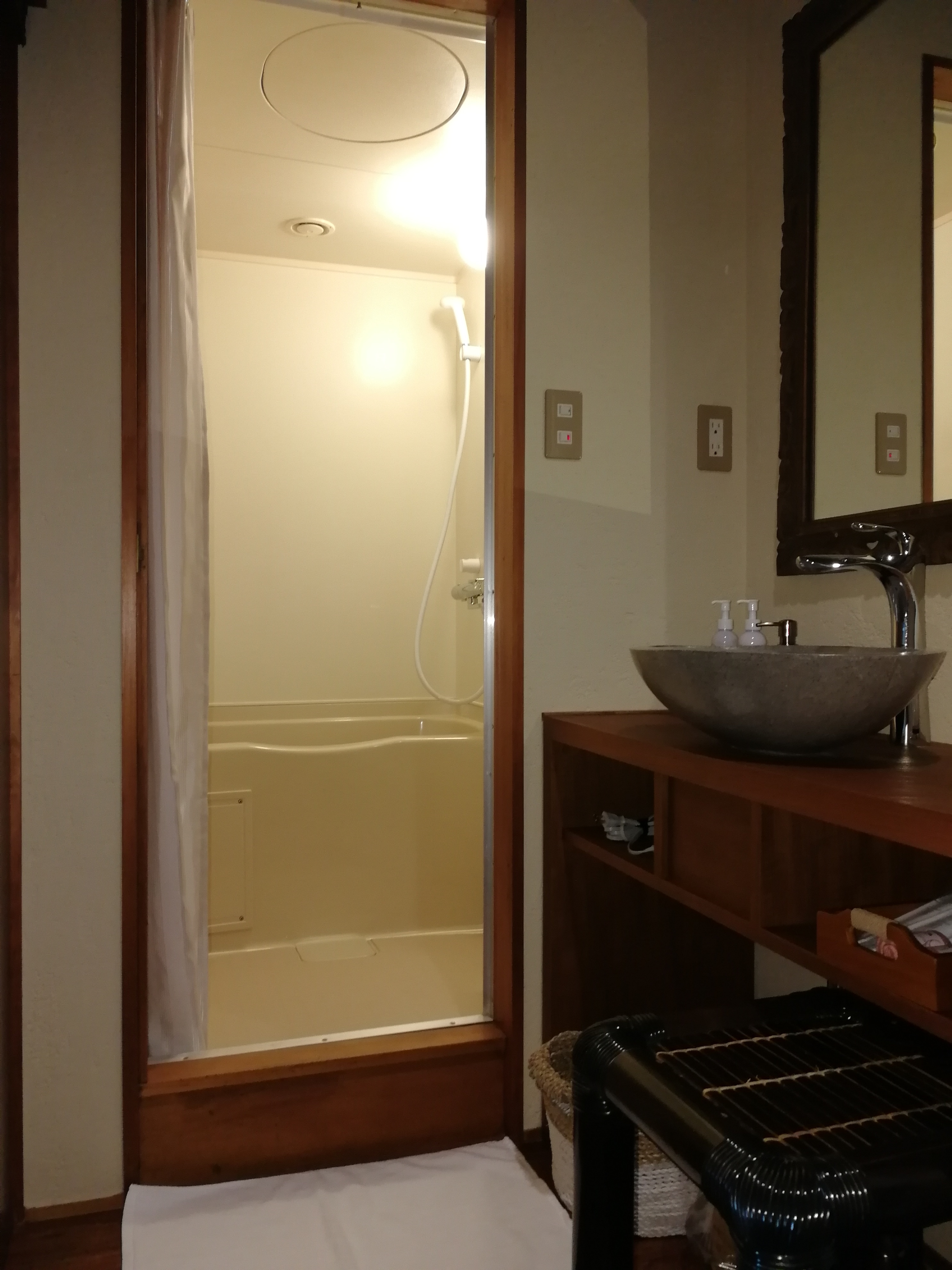 Bathroom: The room has a bathroom. Tana's room has a shower room.