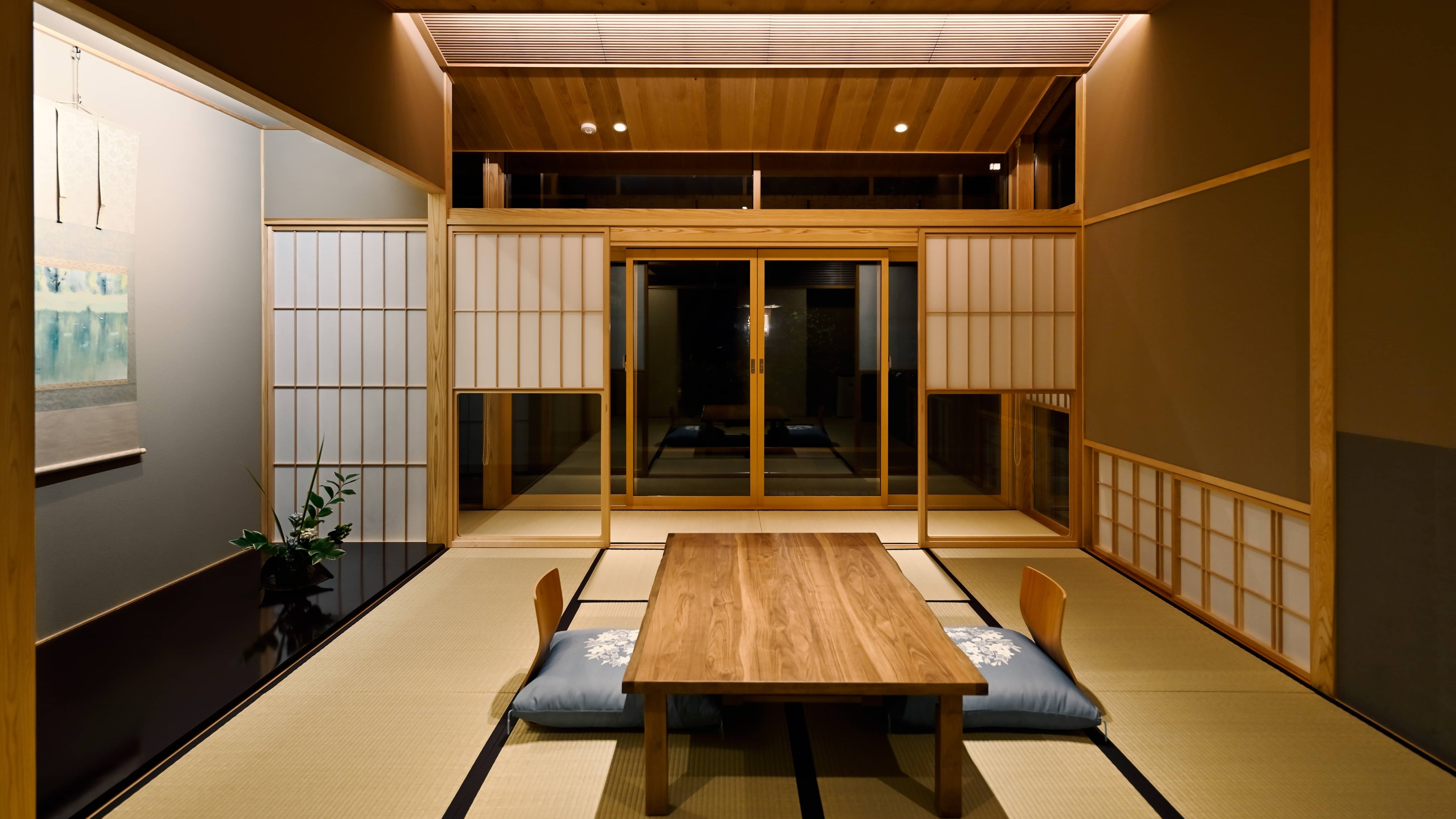 [Semi-special room (bed)] ◆Half open-air bath with hot spring source◆Honma 8 tatami mats + 6 tatami mats