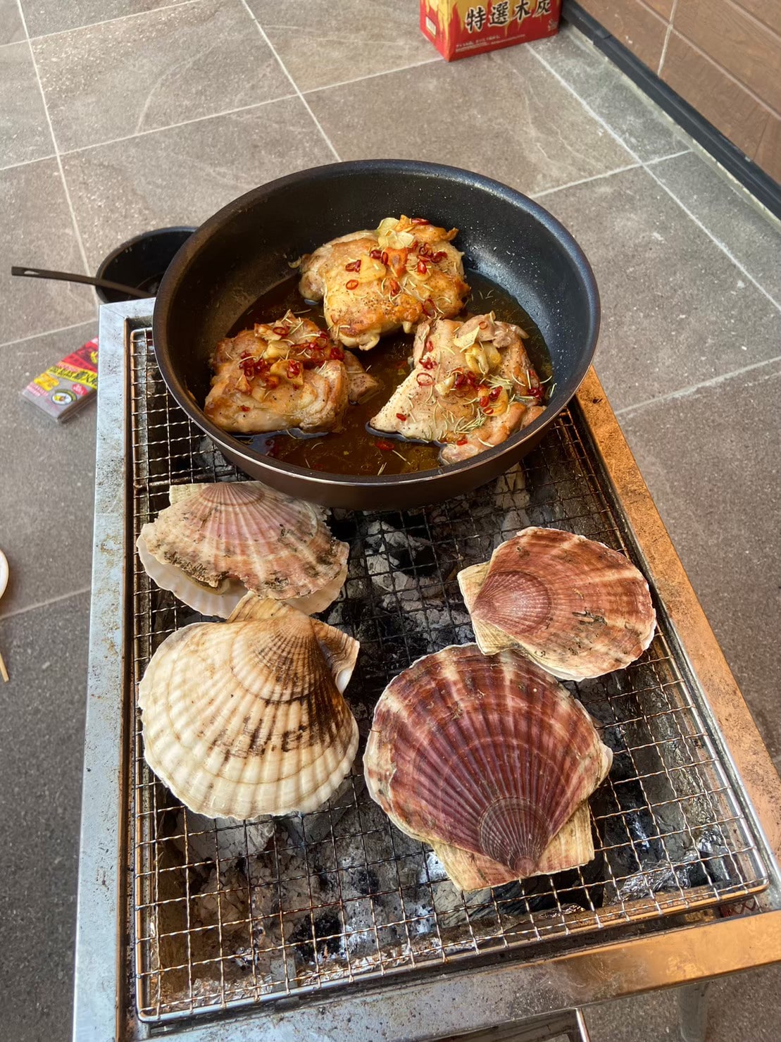 Buy seafood at the supermarket in front of you and enjoy a seafood BBQ