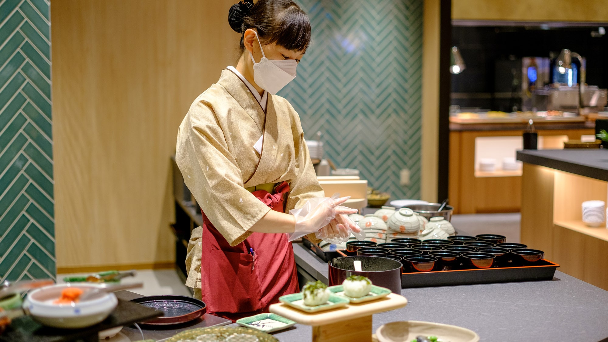[Breakfast buffet] One of the main corners! ≪Tate-nigiri onigiri≫♪ Misasa rice is gently and deliciously made and served☆
