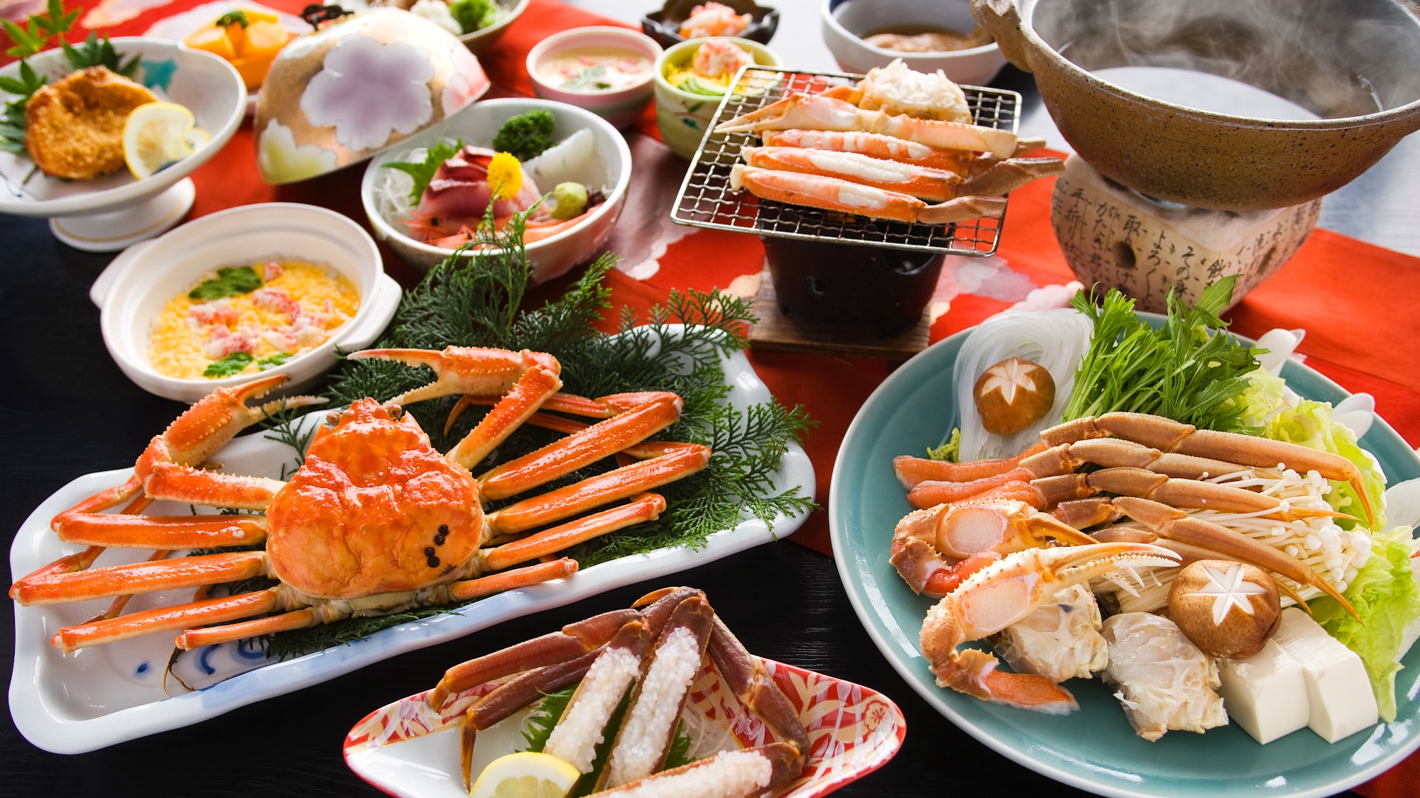 Full course of dancing crab sashimi & crab shabu-shabu