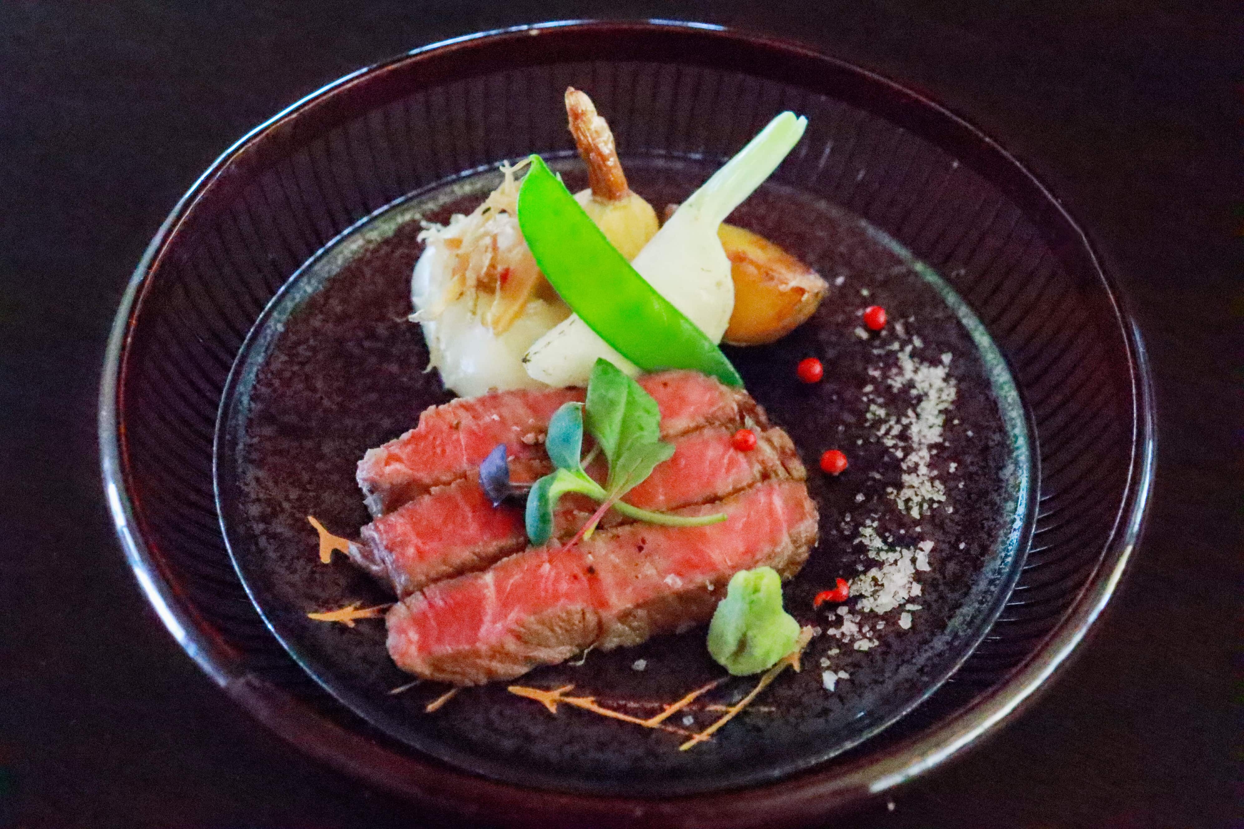 Charbroiled Wagyu beef with Himi sake lees