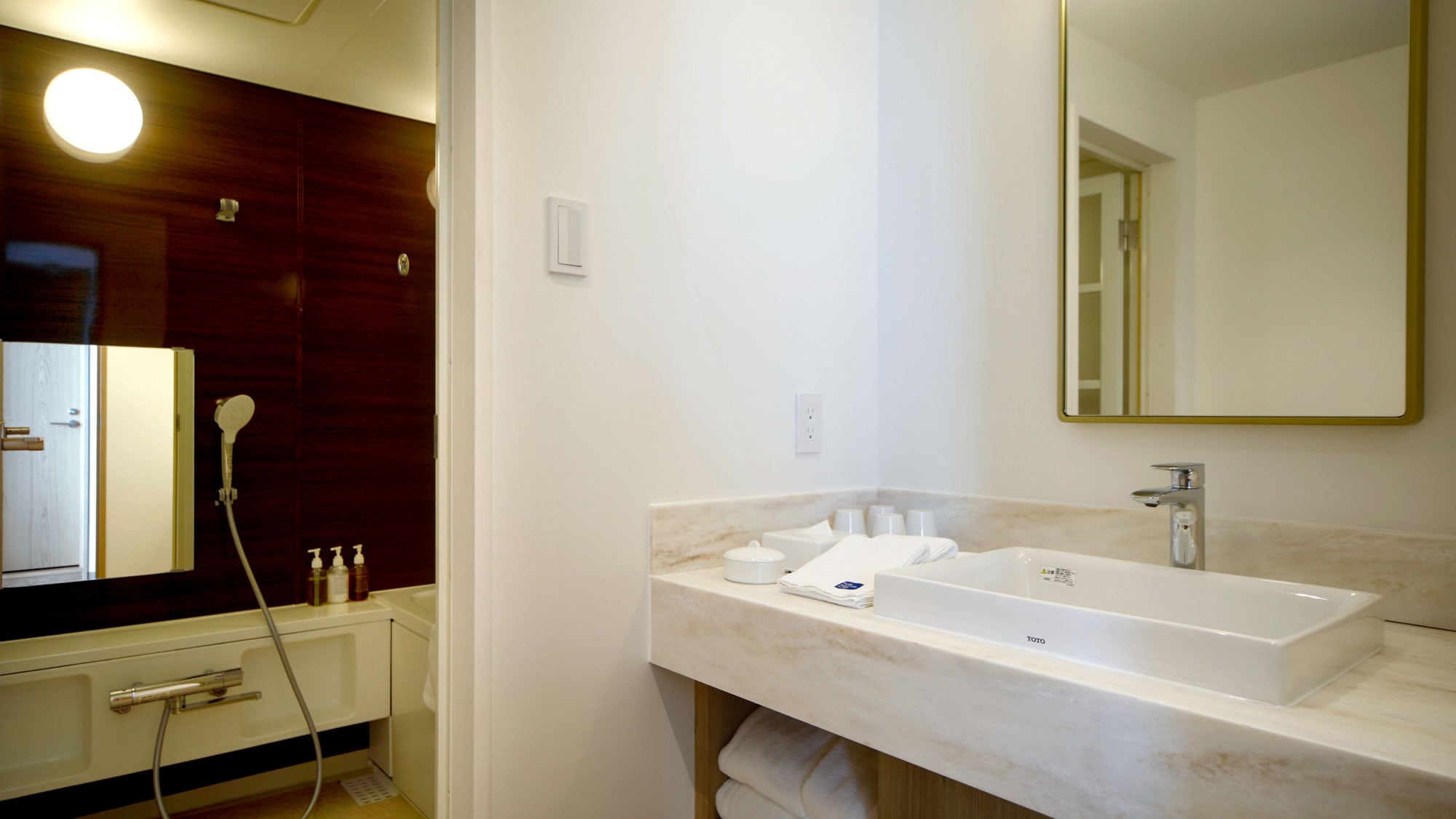 [Main building/Family room A type] Spacious bathroom with separate bath and toilet