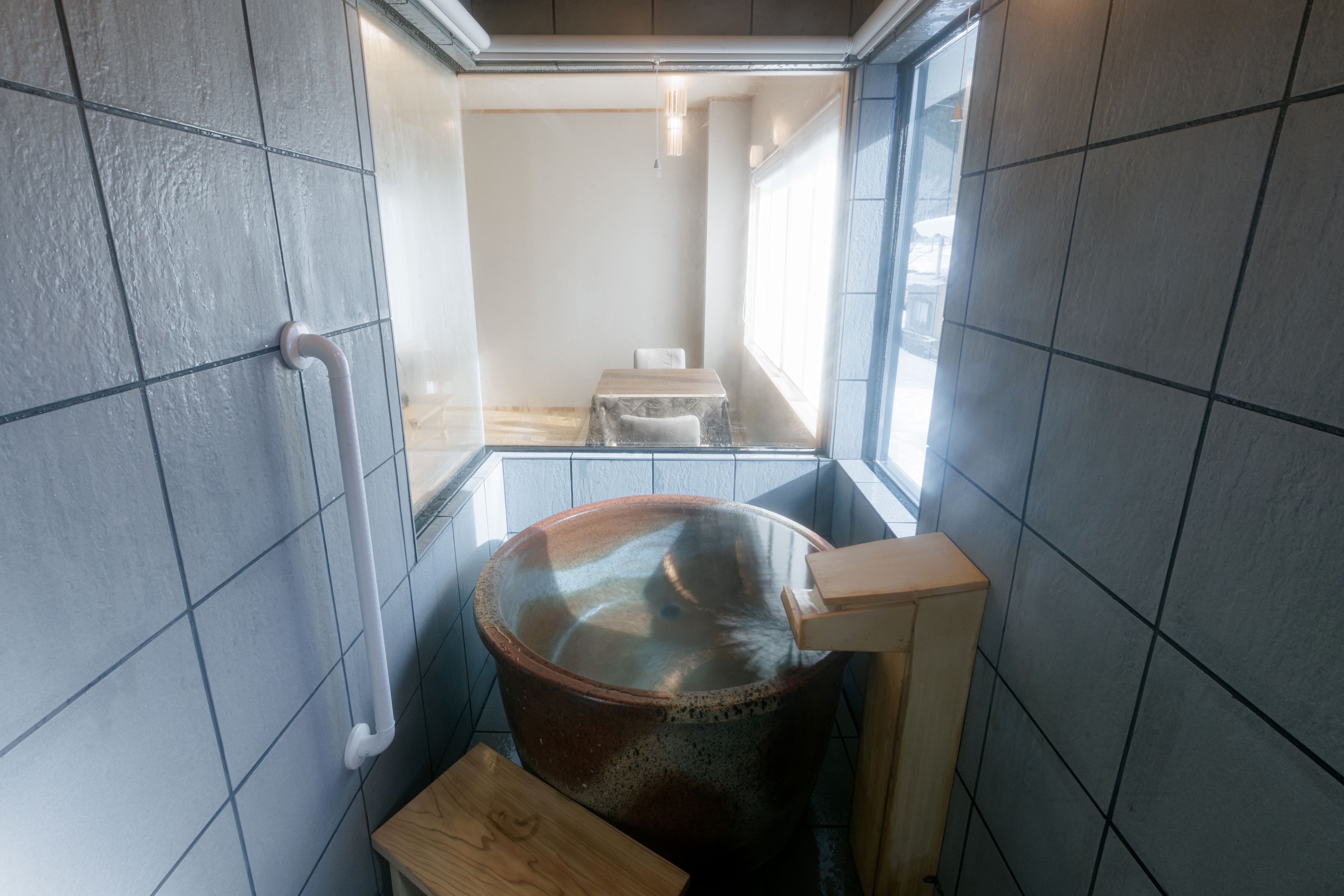 Hot spring bath in guest room