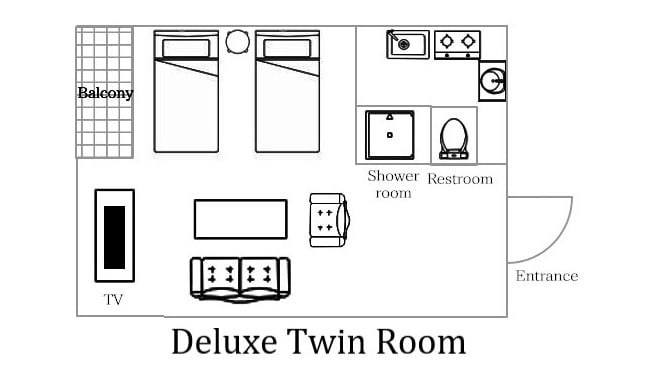 ■ ห้องสวีทเตียงแฝด ■ สูงสุด 2 คน