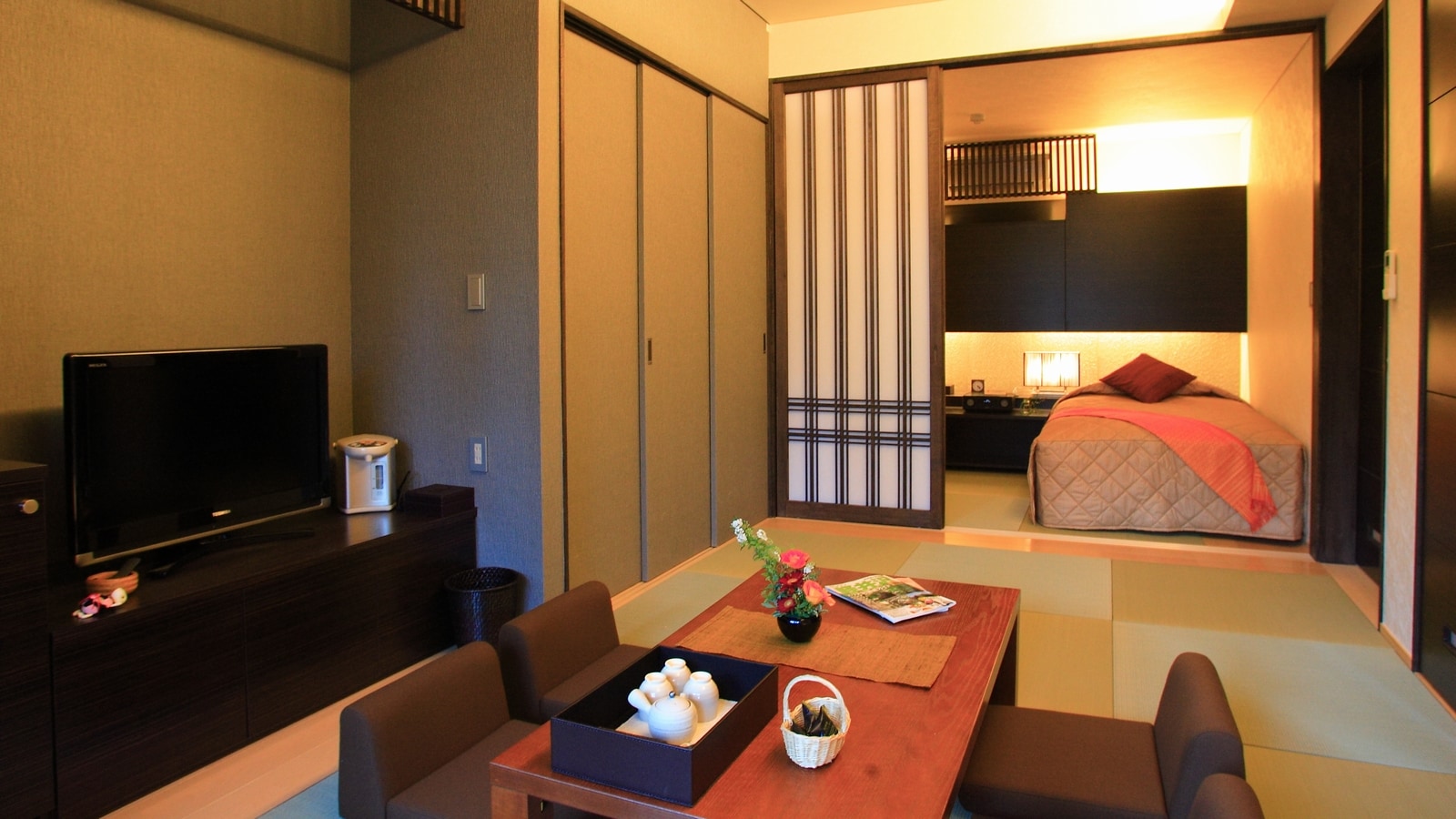 【신관 일본식 방예】 침대가 트윈 타입의 방입니다♪(방 지정은 할 수 없기 때문에, 양해 바랍니다)