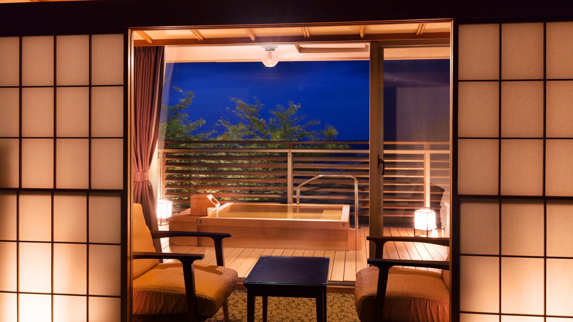 [One guest room with terrace and open-air bath - Byakuran]