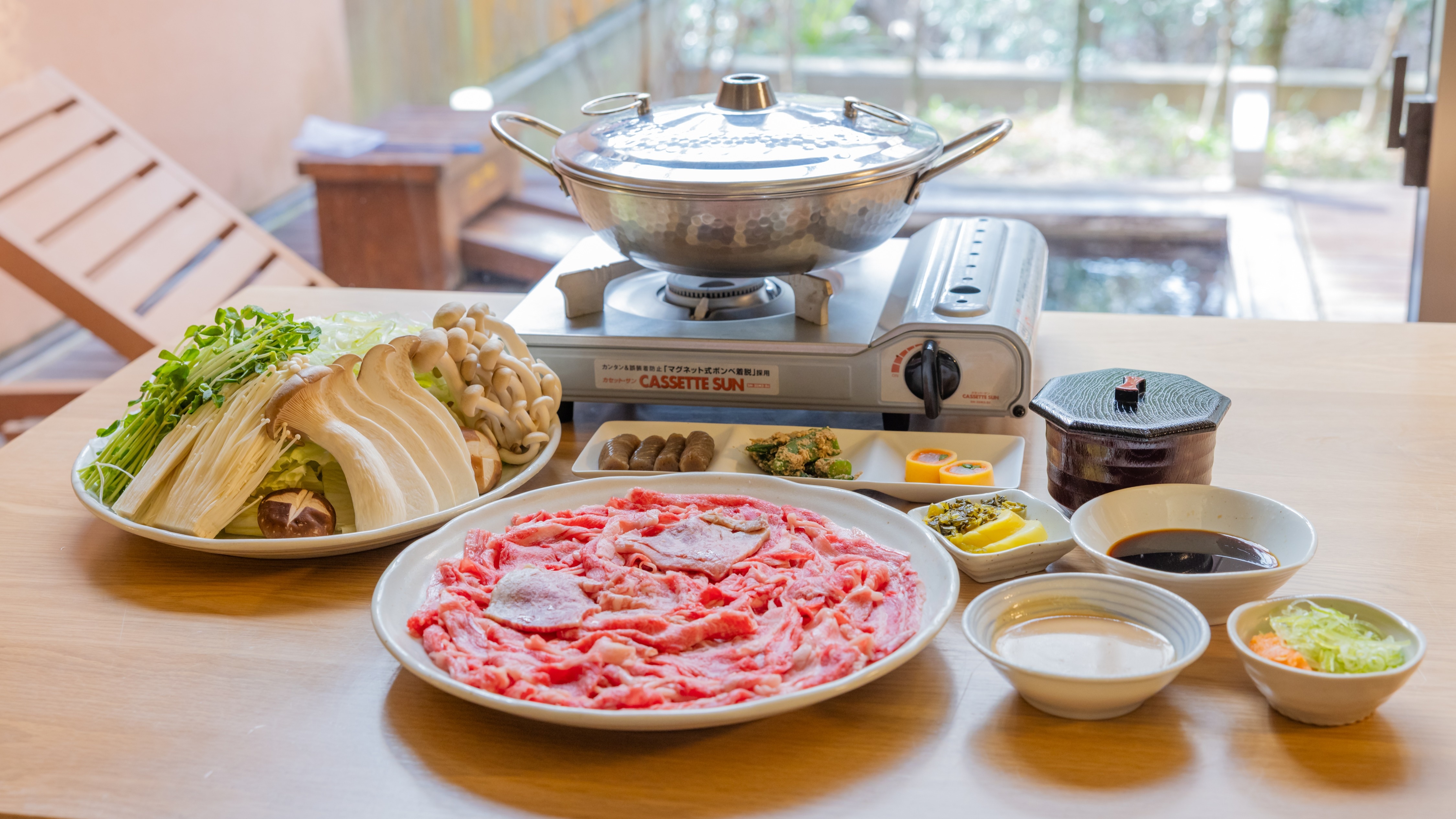 "Marbled Hitachi Beef Shabu-Shabu" (one example of a dish)