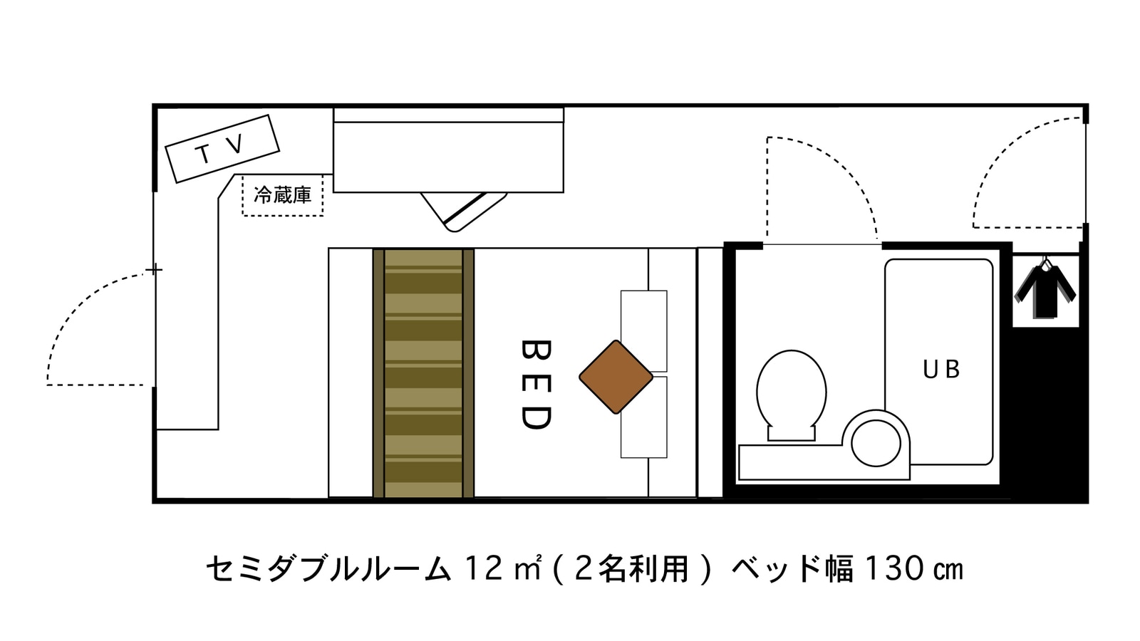 Semi-double room layout