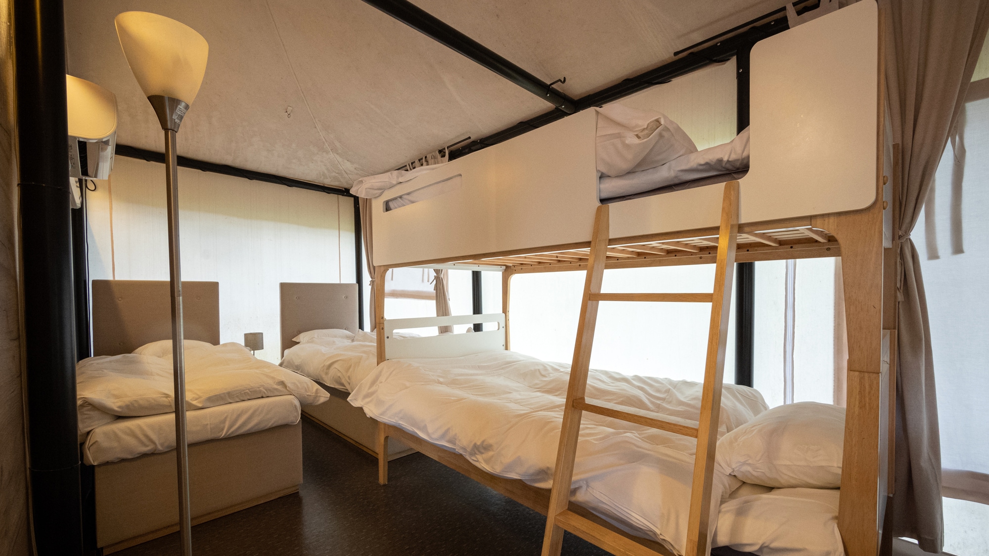 [Terra] 2 single beds, 2 bunk beds, and a loft (2 futons).