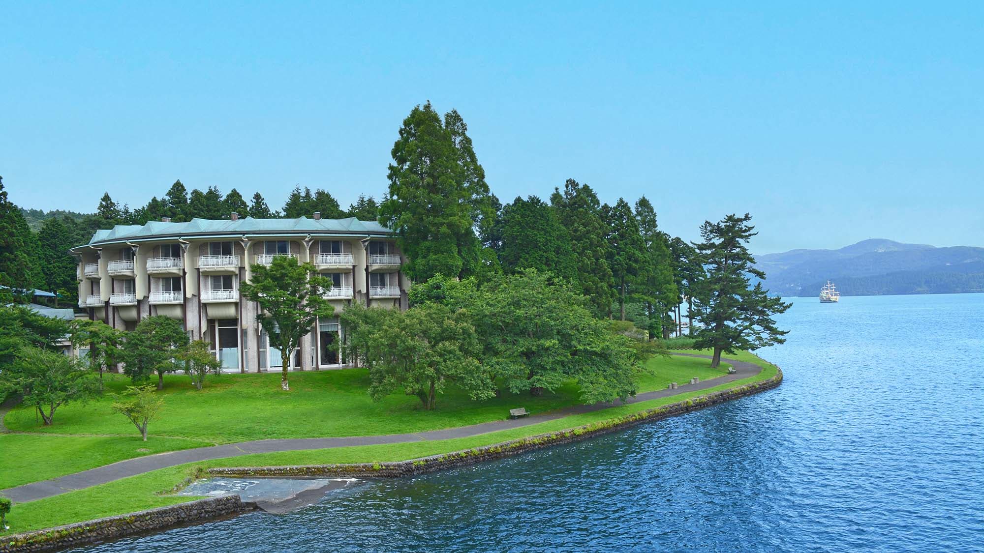 The Prince Hakone Lake Ashinoko main building exterior from the Lake Ashi side