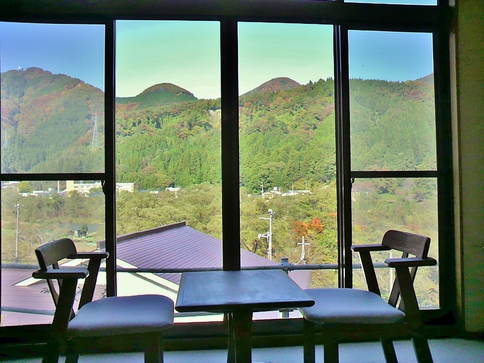 [East Wing 10-tatami room] Enjoy the view of the autumn leaves on the mountain from the veranda (Photo taken on October 24th)