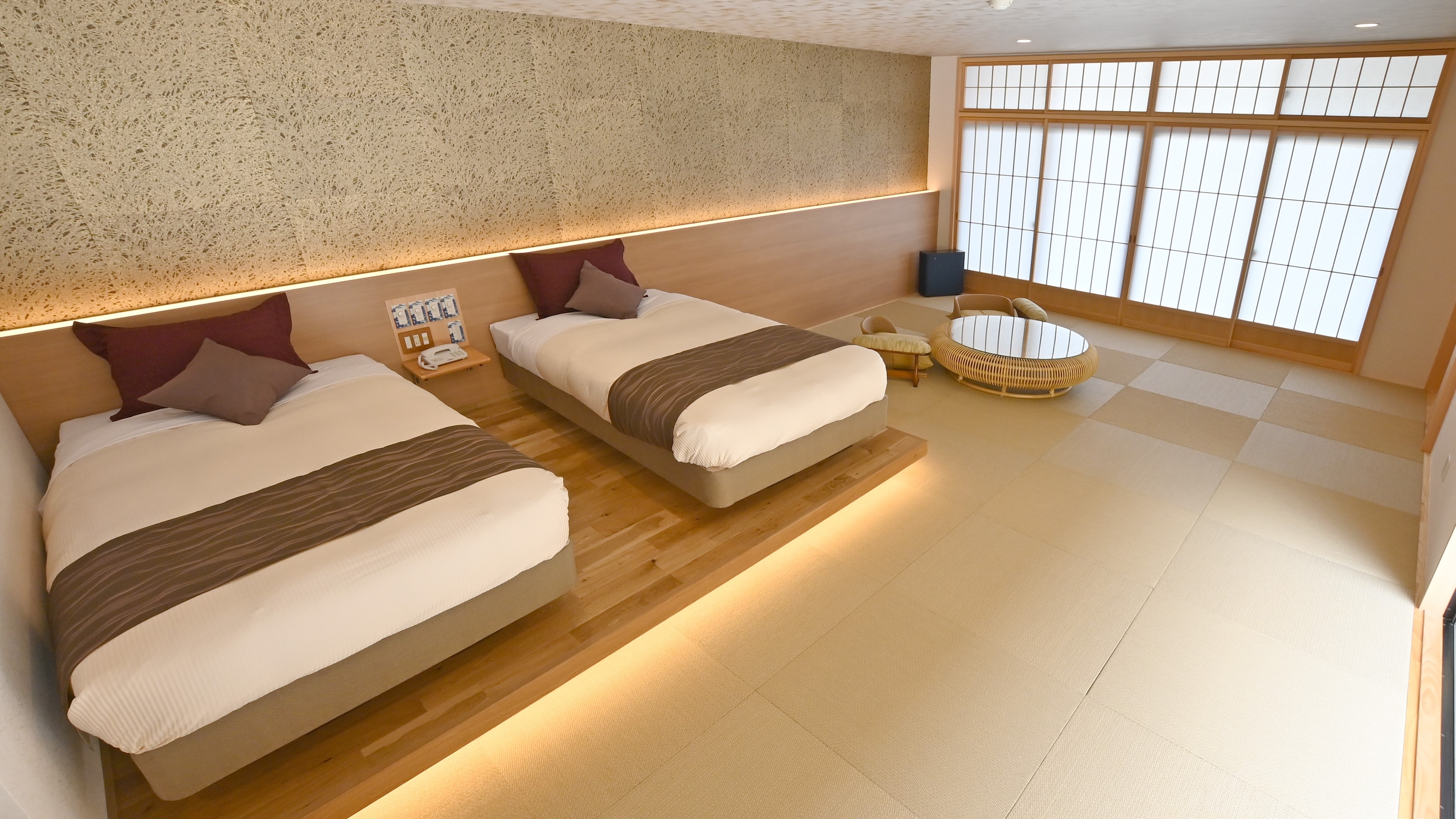 An example of a guest room with an open-air bath