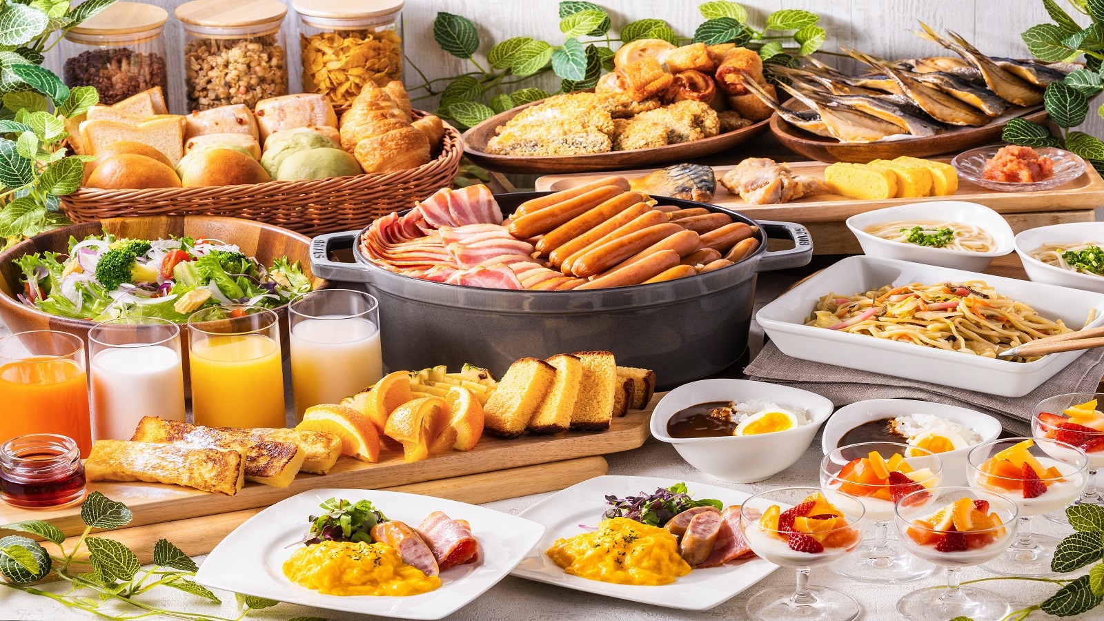 Breakfast buffet using fresh, locally sourced ingredients (image)