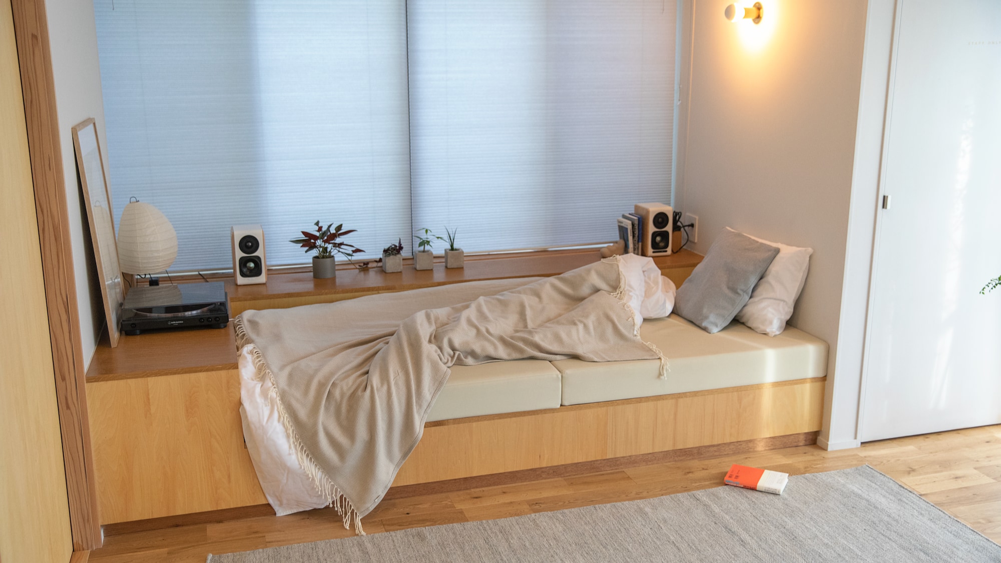 The living room sofa can be used as an extra bed
