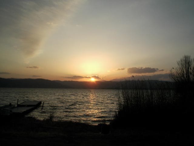 Sunset on Lake Suwa