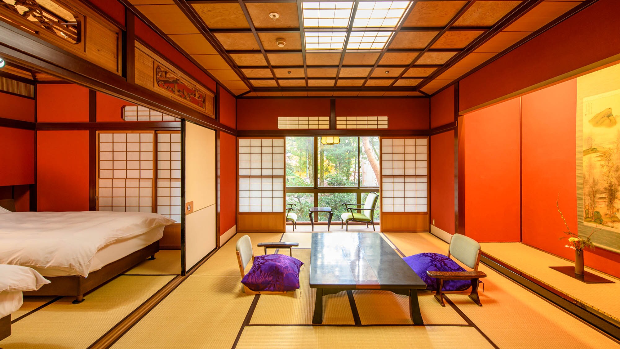 【秋之厅~朱墙和洋室半特别房/秋园房】10叠日式房间+双床房