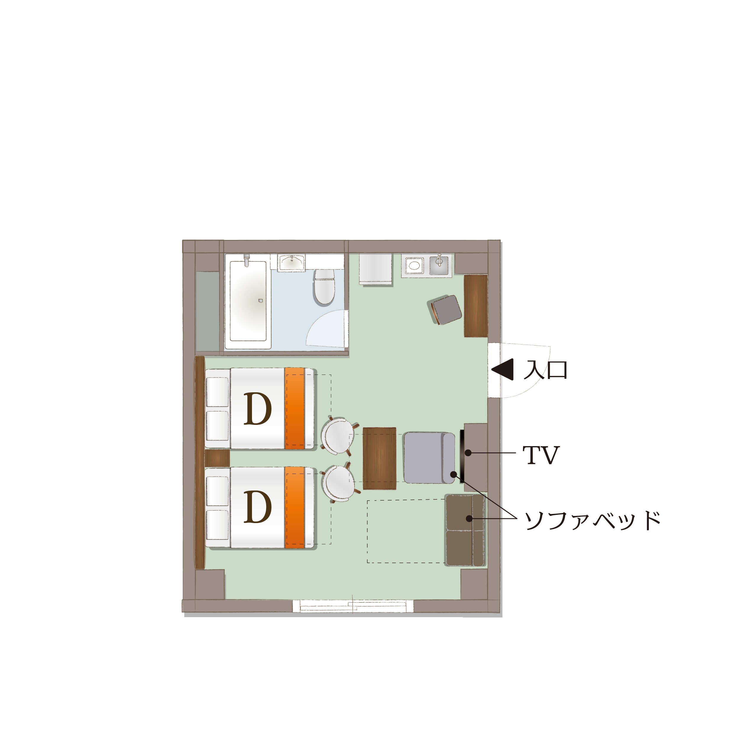 [2 double beds, 1 sofa bed]