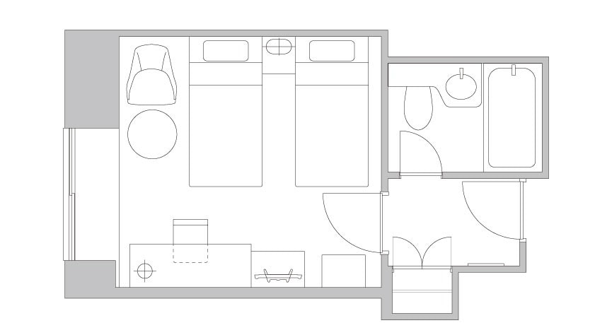 แผนผังห้องซูพีเรียเตียงแฝด (4-8F)