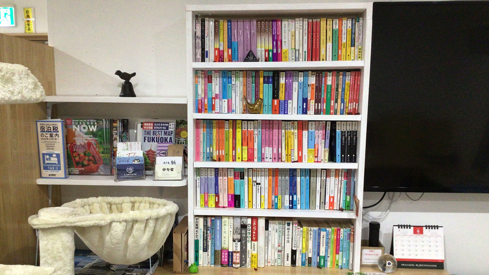 ・ Paperback books are also available in the shared space.