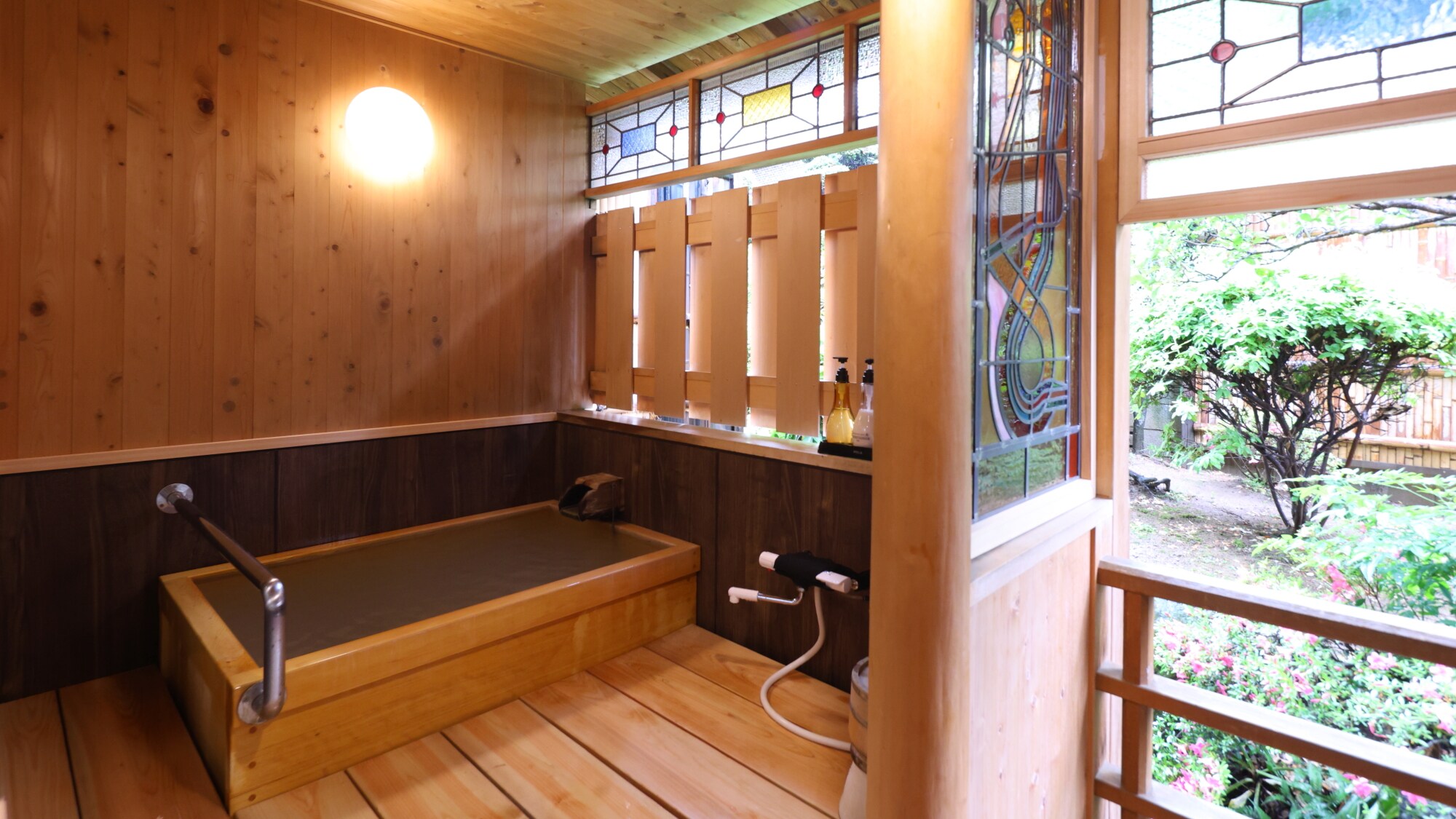An example of an open-air bath in a guest room