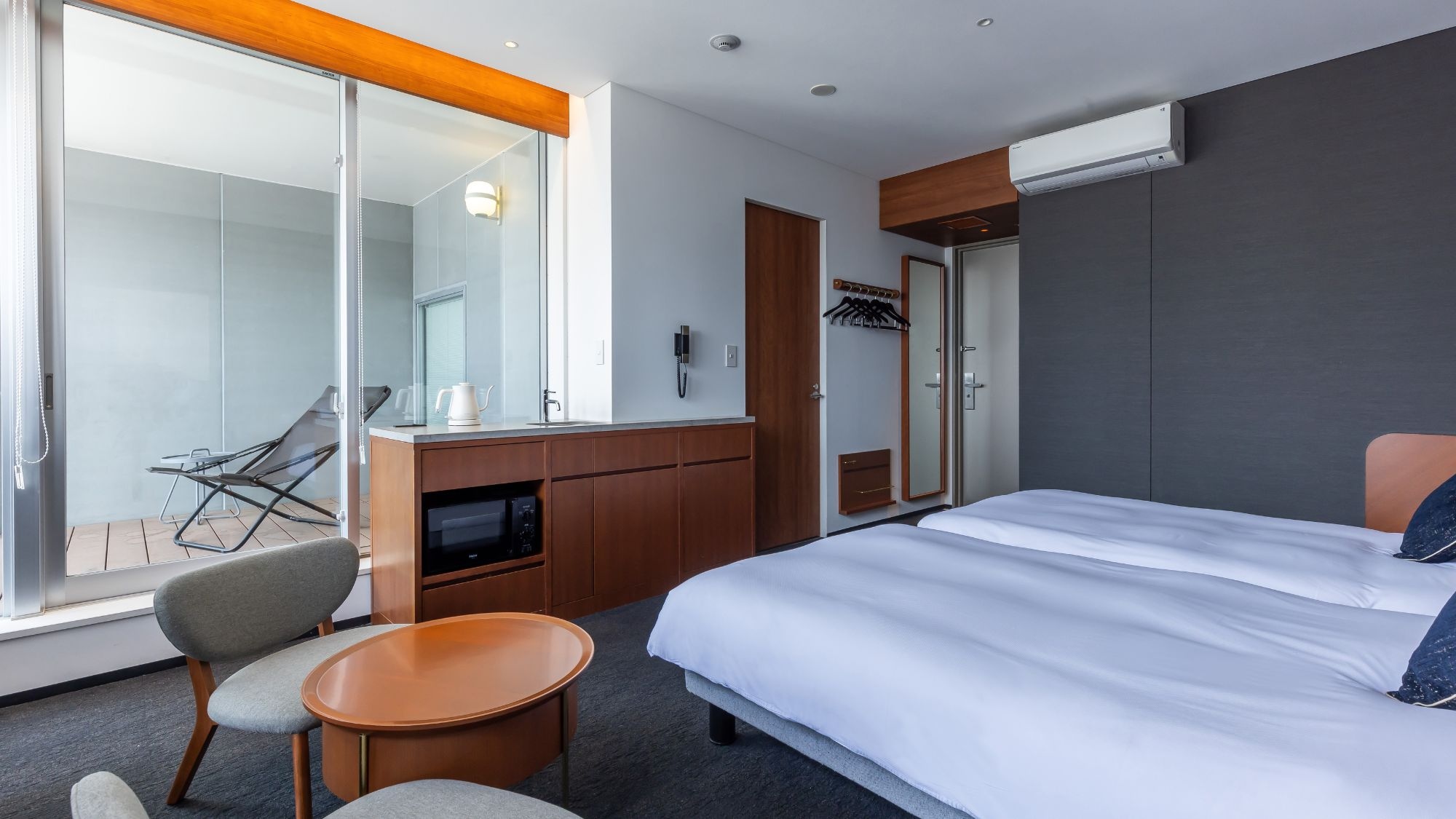 ◆ห้องสกายวิวทวิน｜เตียงเดี่ยวกว้าง 2 เตียง x 110 ซม.