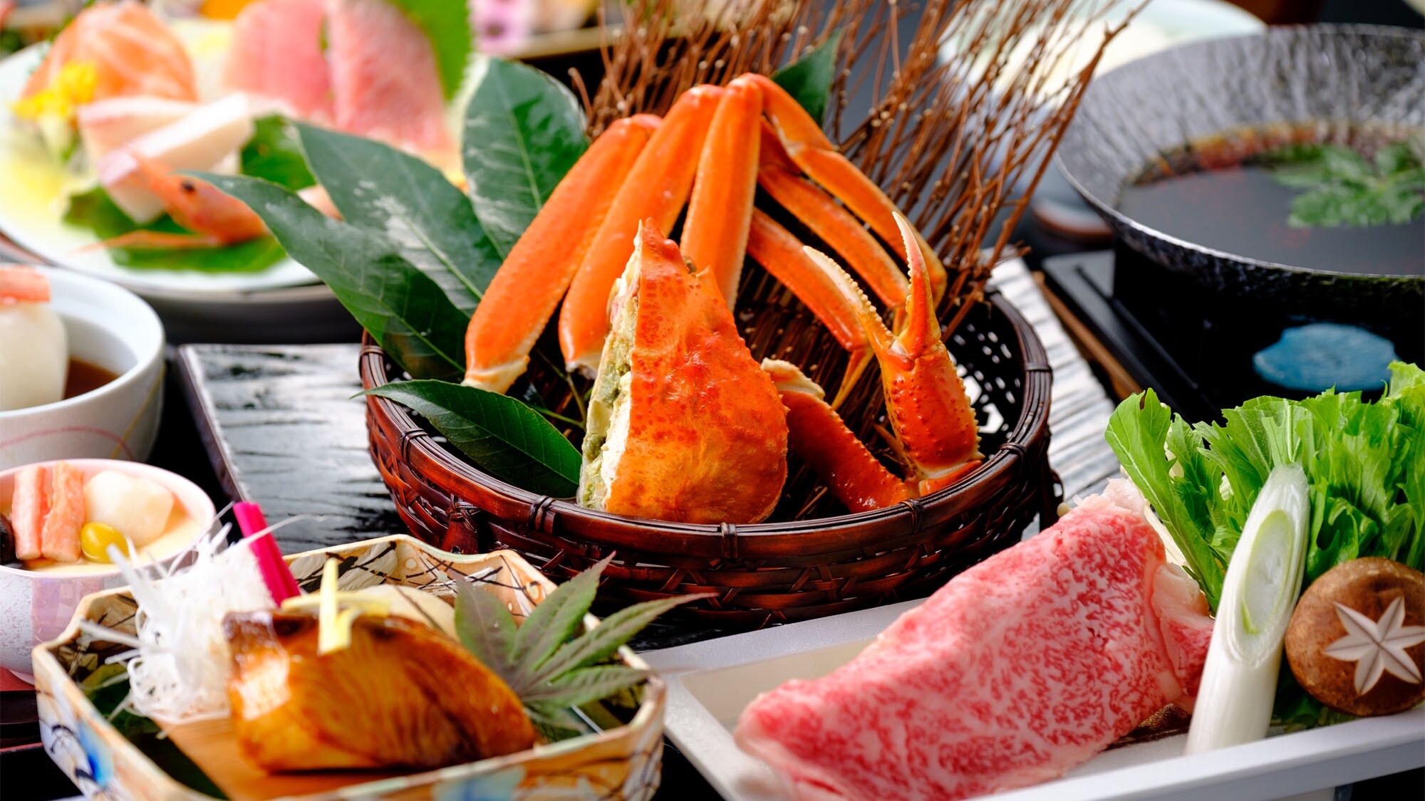 Winter [No crab only! ] A basic winter kaiseki meal where you can enjoy snow crab and Tottori Wagyu beef. 12 items