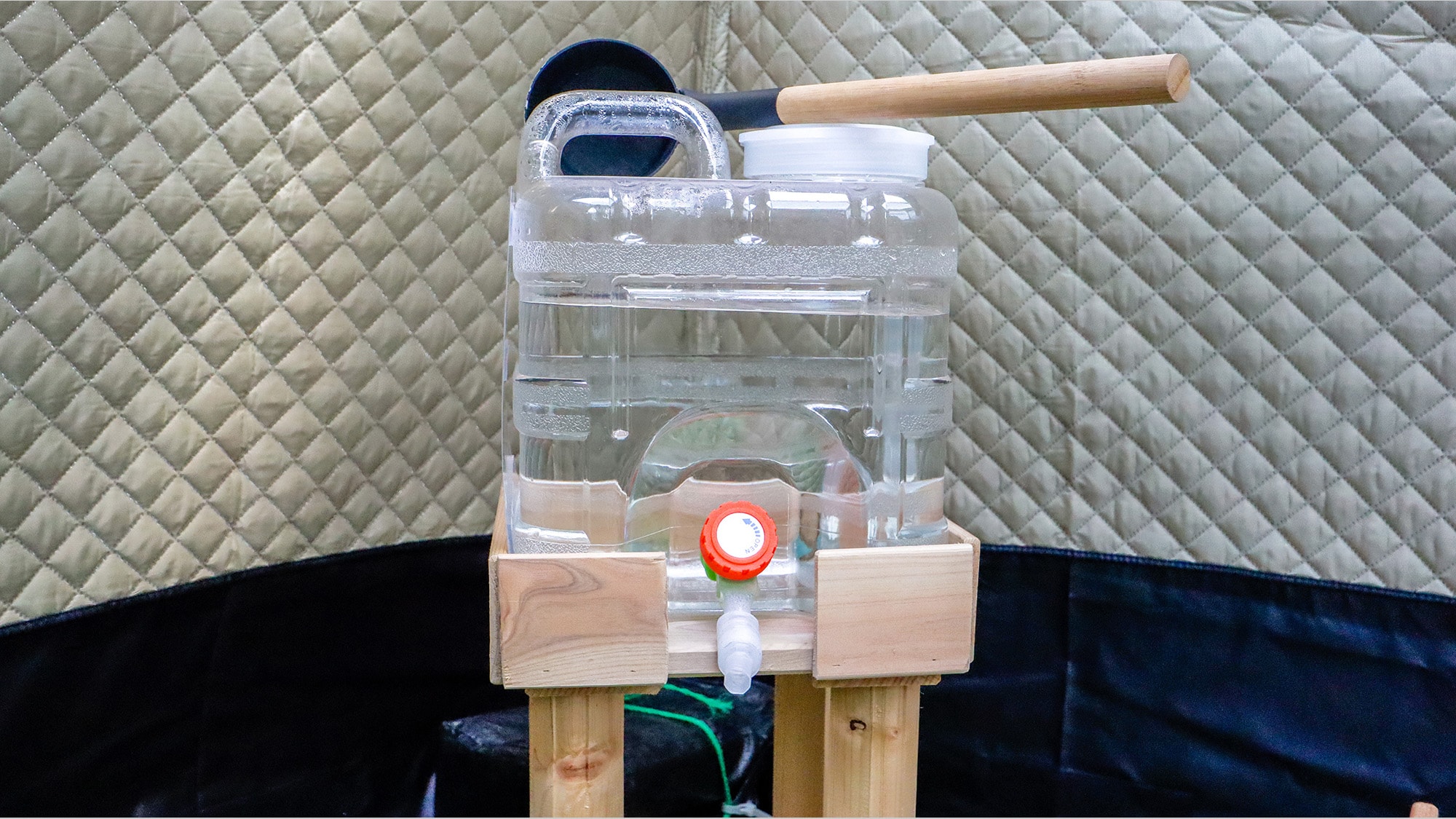 We have a water tank specially designed for loyly (you can use just the right amount with just one tank)