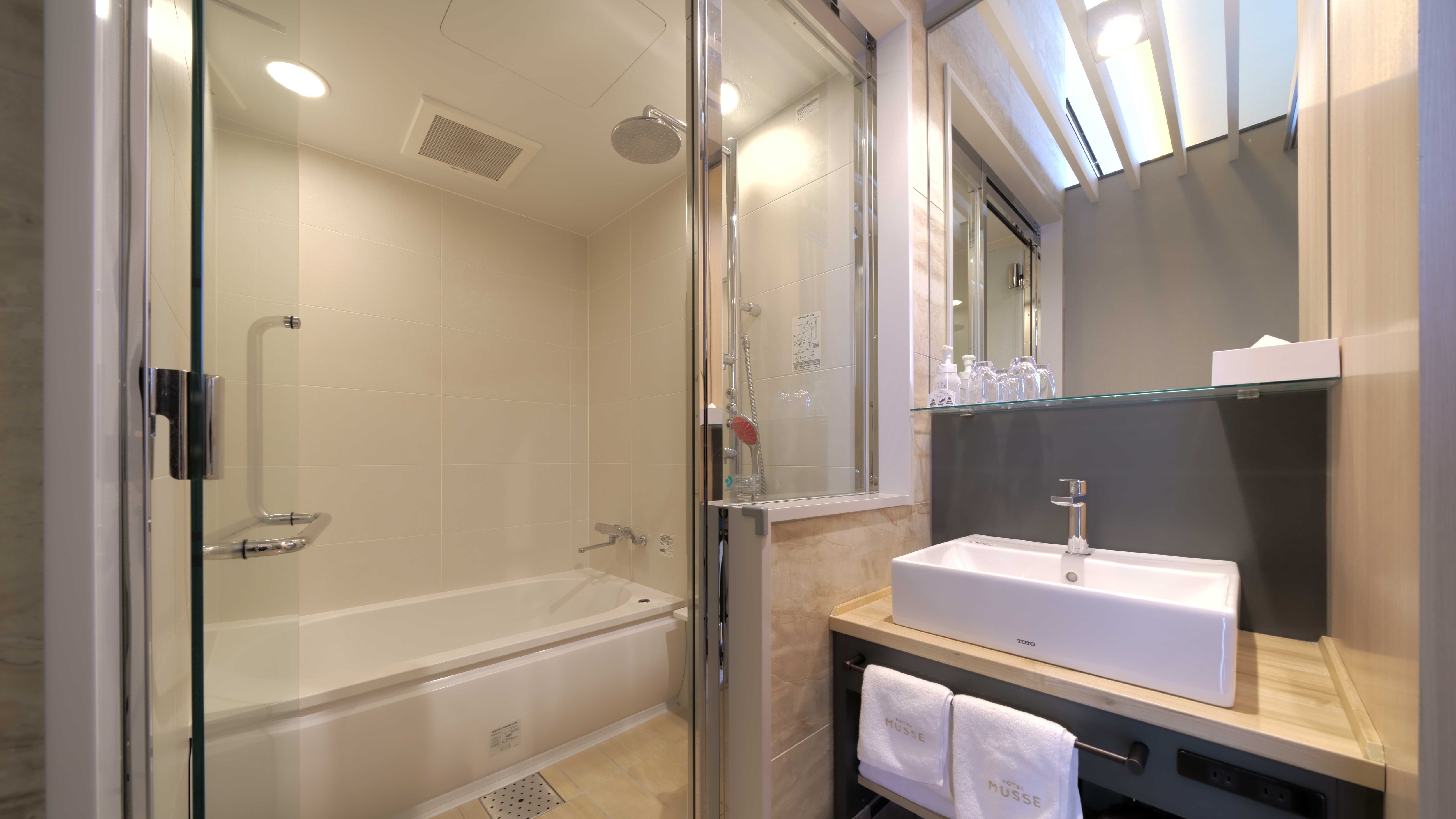 Top floor bathroom (1416 size). Equipped with bathtub, shower (overhead body shower), washroom