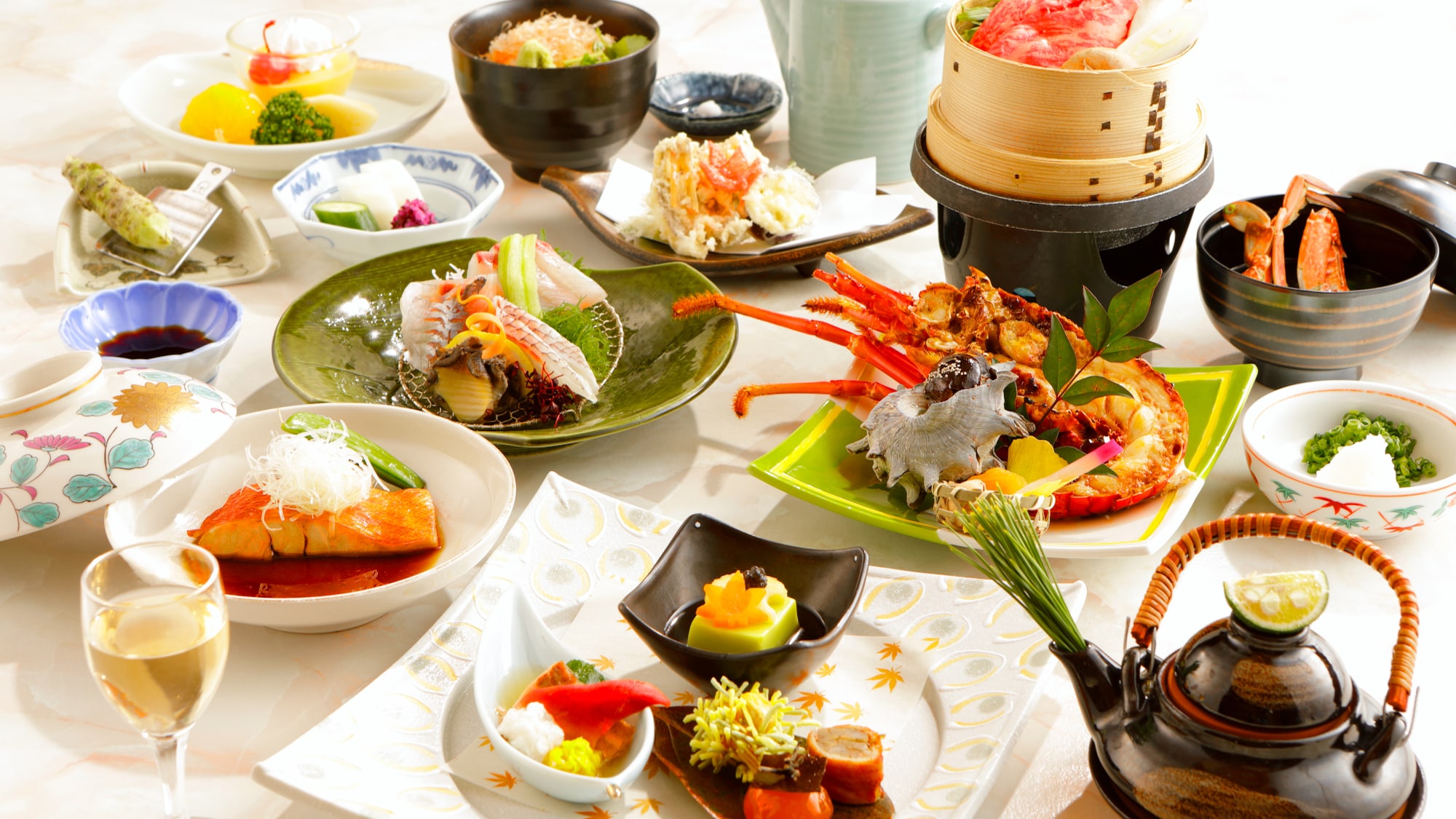  Năm hương vị tuyệt vời của Izu (Tôm hùm gai x Bào ngư x Thịt bò Wagyu x Cá hồng x Wasabi Chazuke) Khóa học Kaiseki đặc biệt