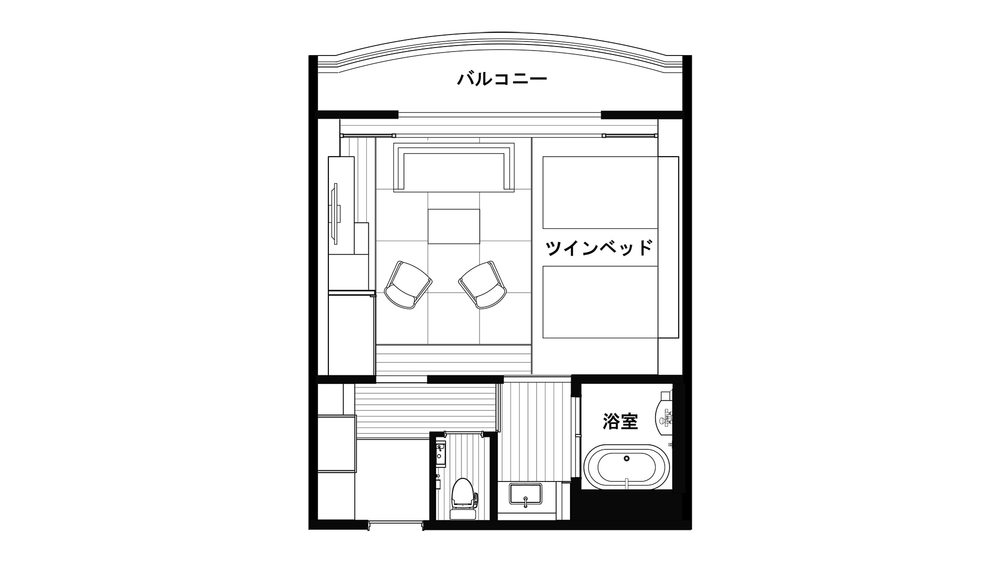[Japanese-style Floor] Japanese-Western Room G (Guest Room Layout)