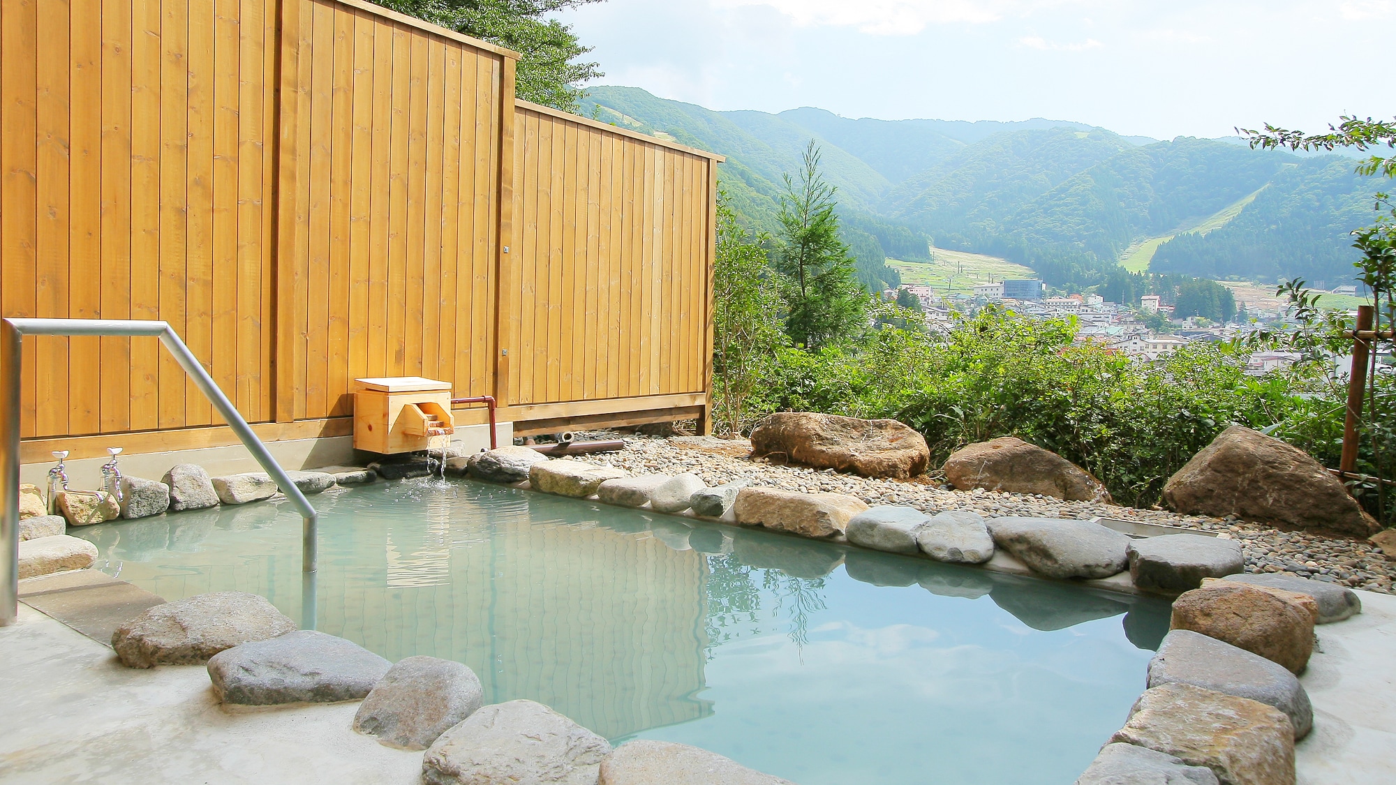 The hot spring is the source of the open-air bath with a view
