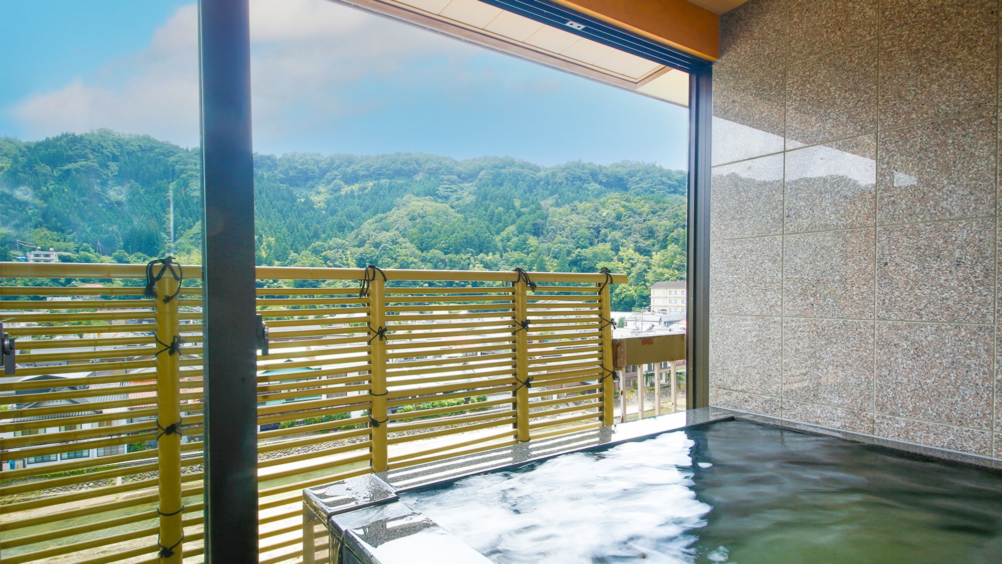 ■[Special room with semi-open-air bath: Kuretake] Granite guest room open-air bath
