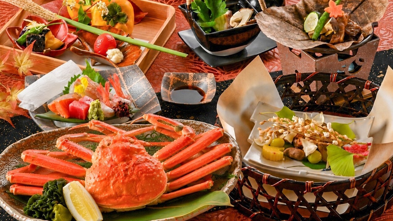[Dinner] Kaiseki course meal with a whole boiled crab (example)