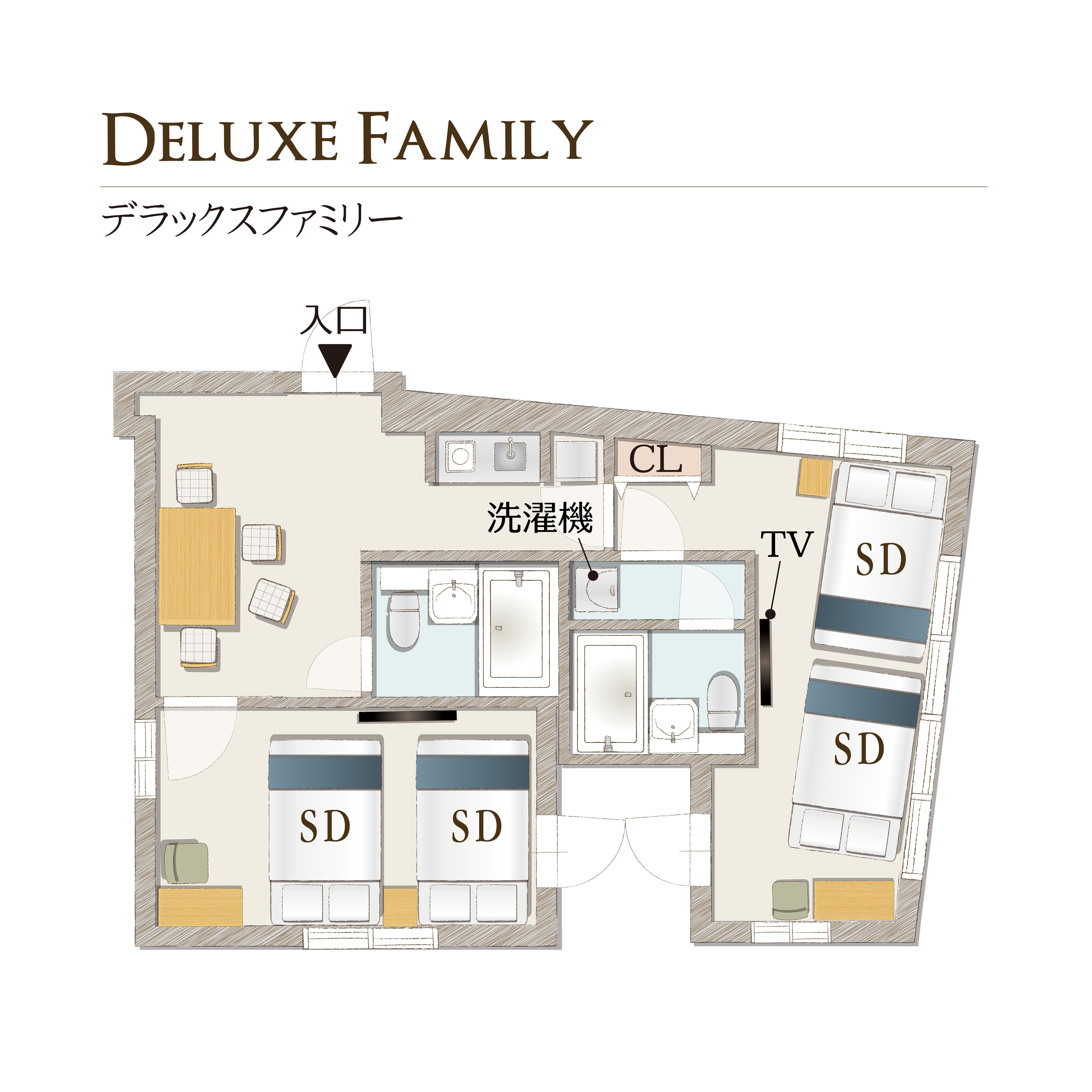 [4 semi-double beds] Deluxe Family