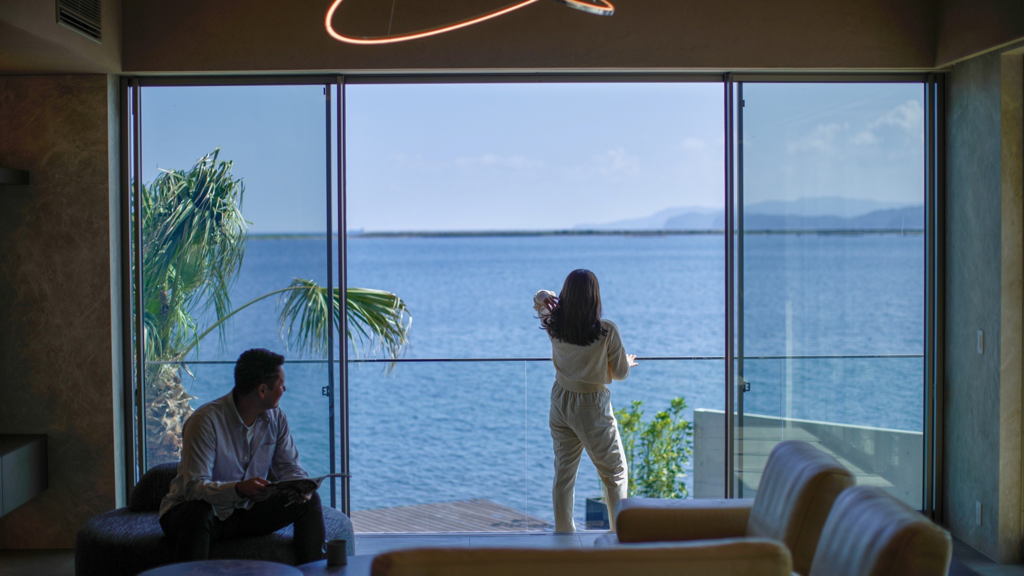 A panoramic view of the ocean from Awaji Island