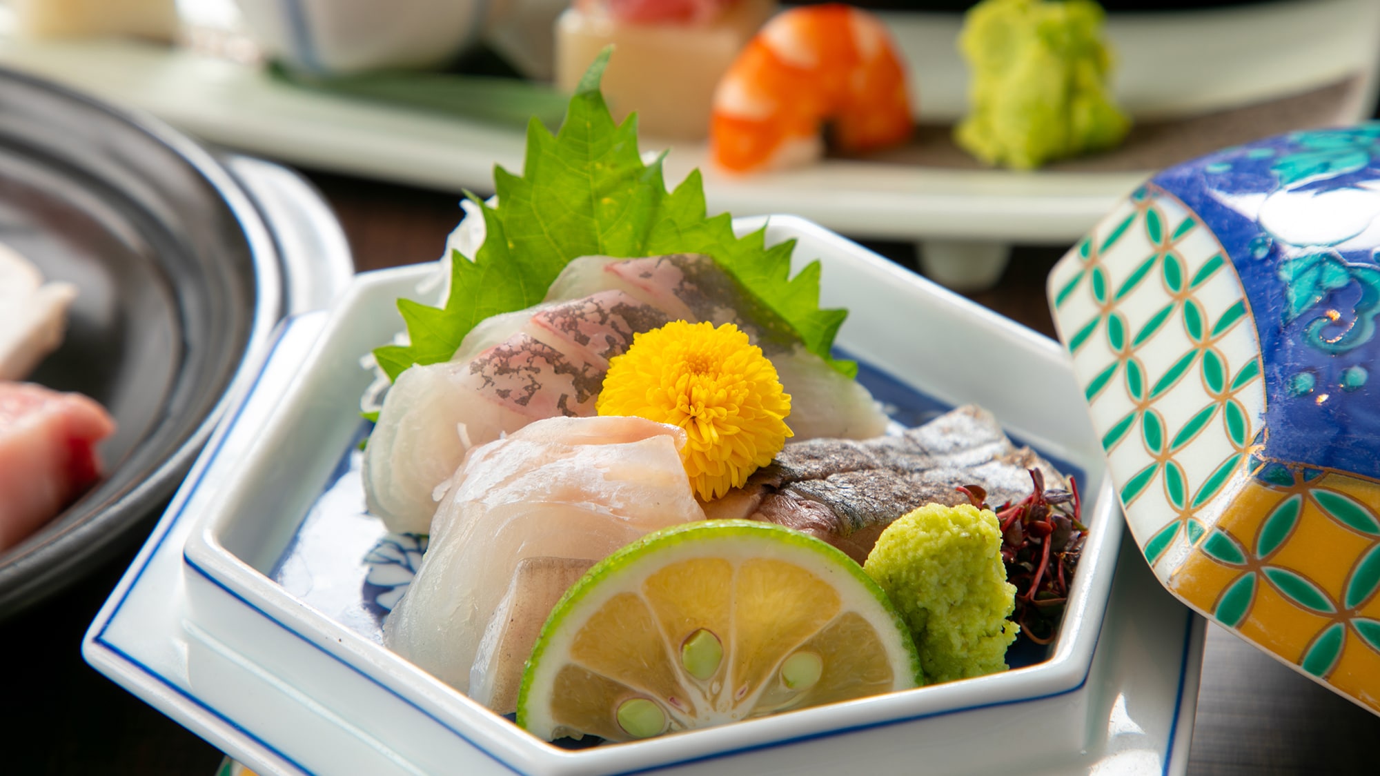 Sashimi ikan musiman * Gambar Kaiseki