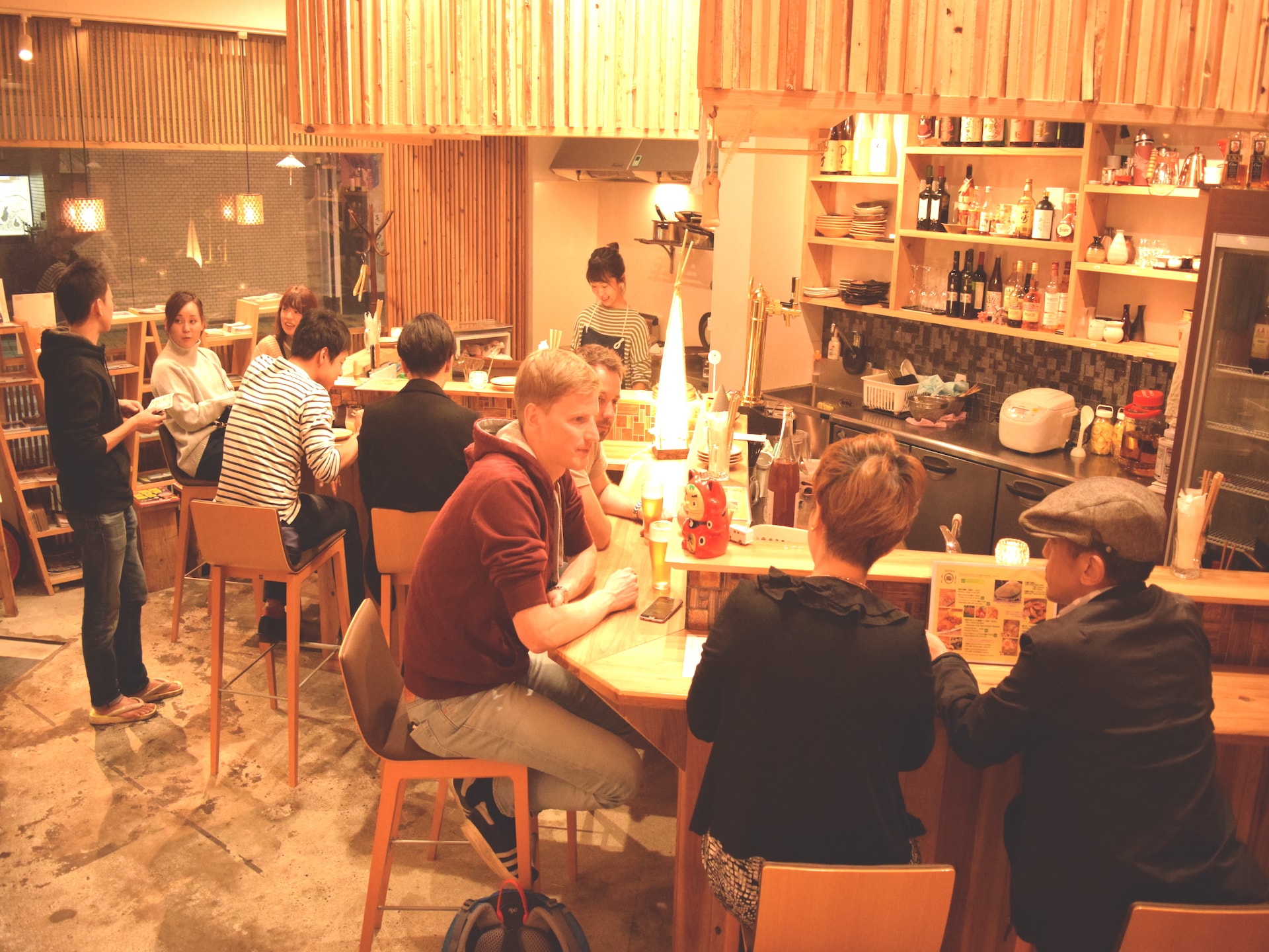 Many new connections are made every day at our W-shaped counter.